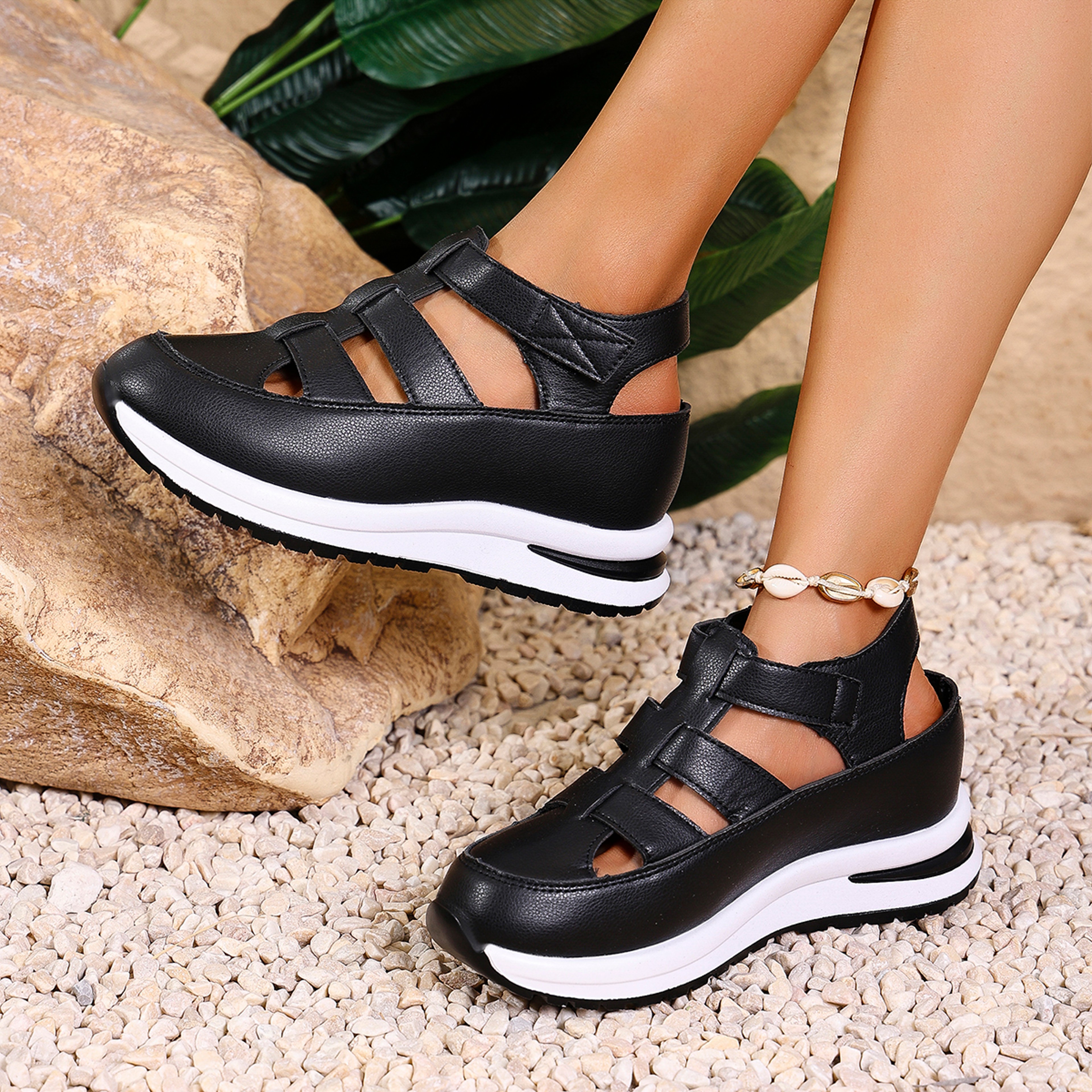 New Women Closed Toe Sandals, High Quality Wedge Shoes, Summer Buckle Strap Office and Career Sandals – view 2
