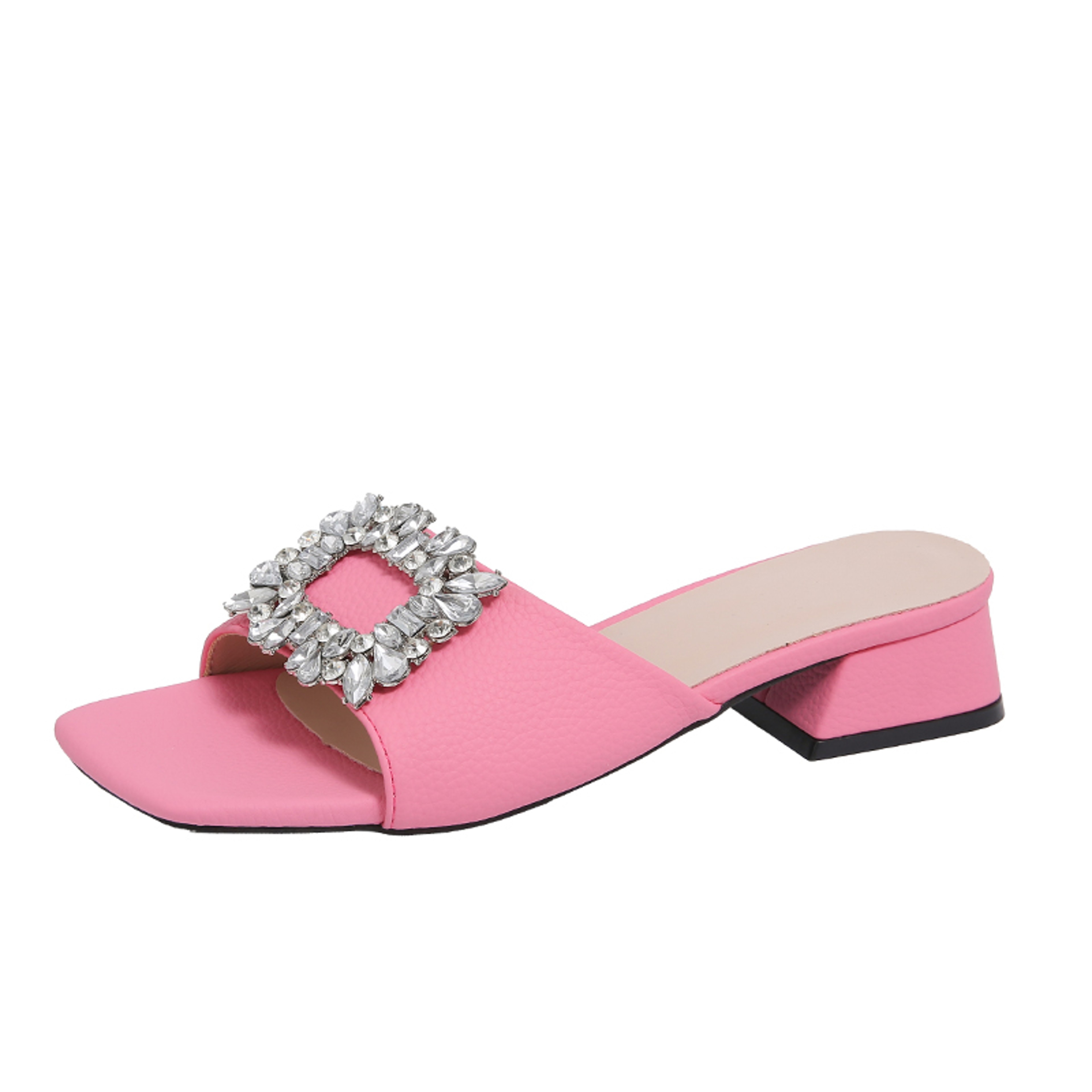Luxury Summer Women Sandals, Rhinestone Square Top Slippers, Fashion Light Comfort High Heel Flat Shoes – view 10