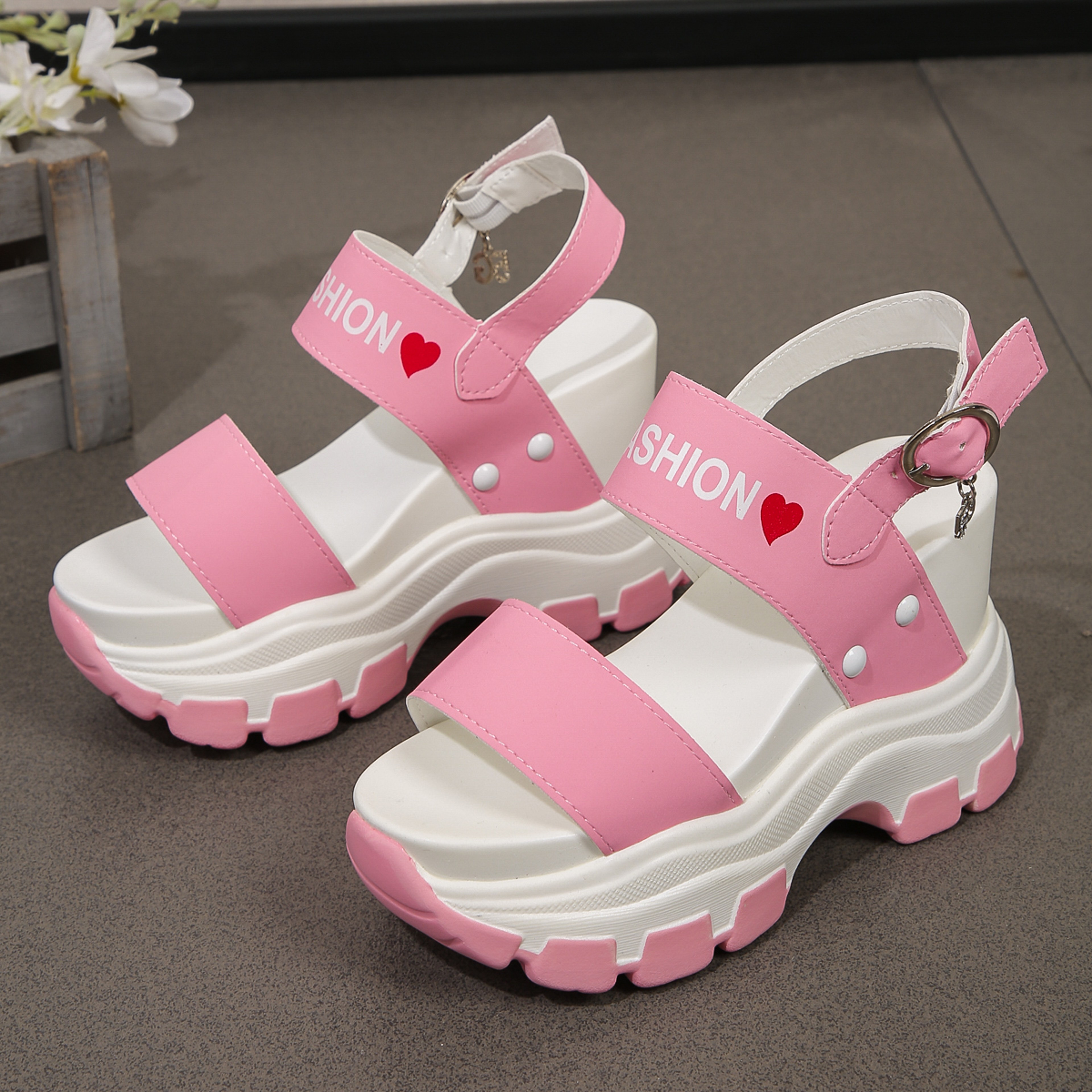 Chunky High Heels Sandals For Women Fashion Platform Wedges Summer Beach Shoes 6
