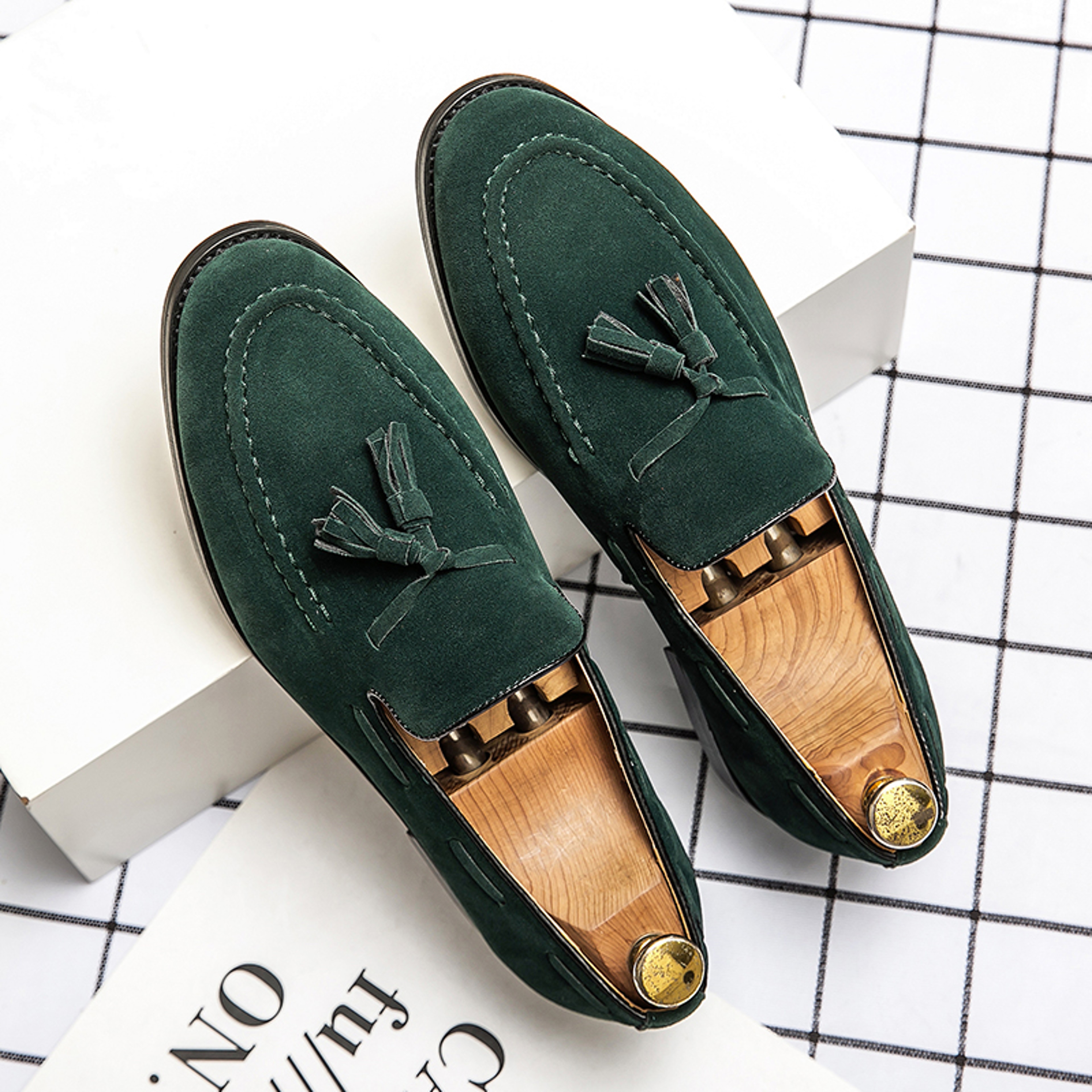 Frosted Leather Tassel Loafers High Quality Mens Slip On Shoes Comfortable Male Driving Flats Allma 6