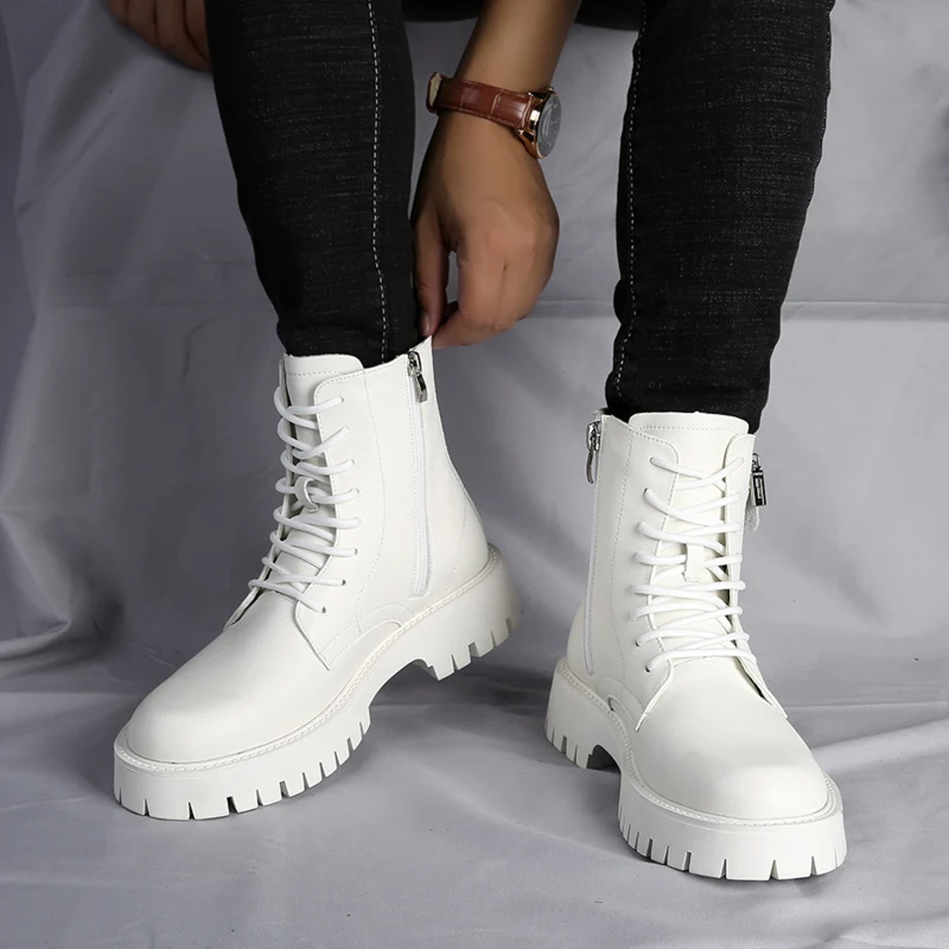 High Quality Mens Chelsea Boots Luxury Leather English Style Thick Sole Famous Brand Casual Shoes 4