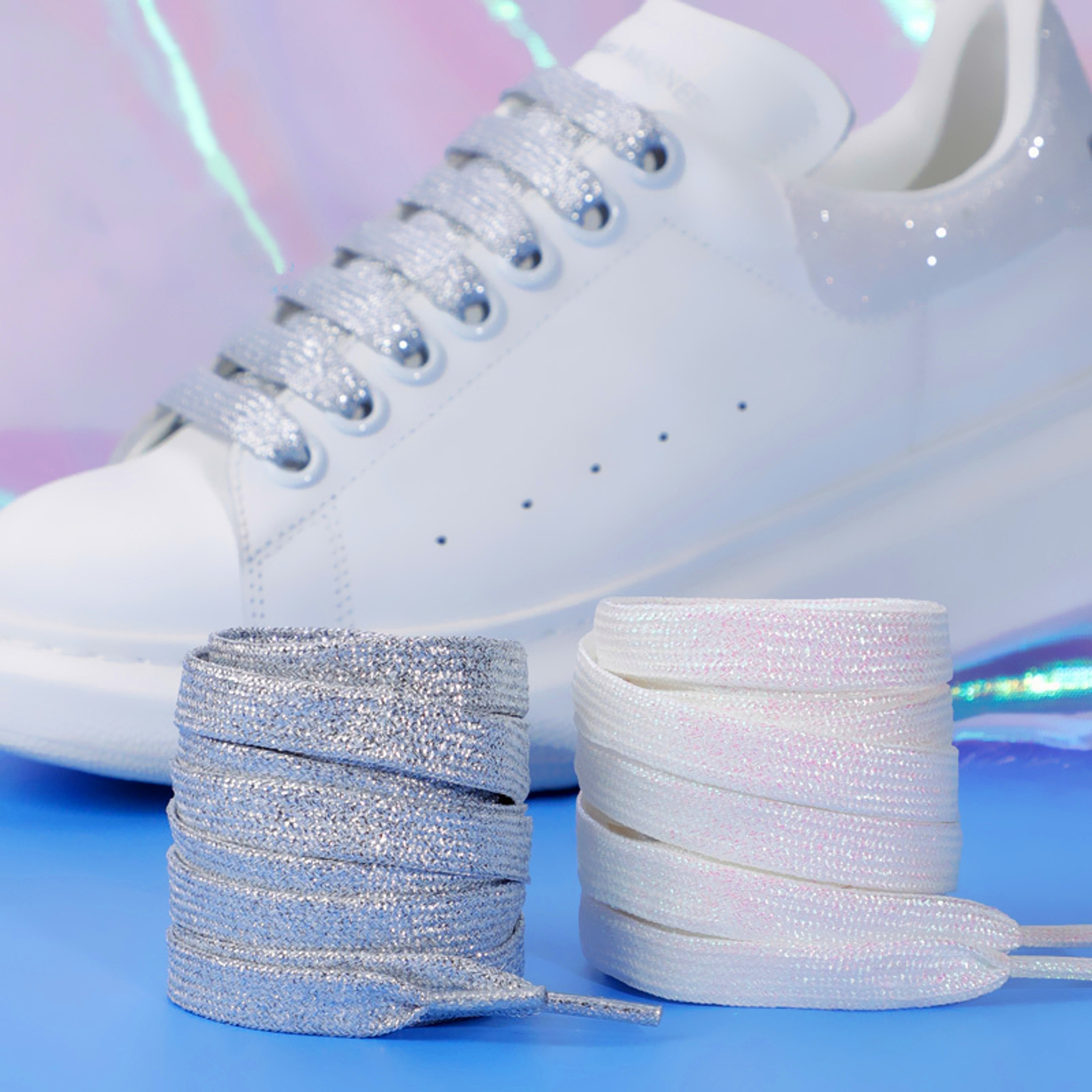Shiny Flat Glitter Shoelaces Gold Silver Colorful Shoe Strings Athletic Running Sneakers Laces For  1