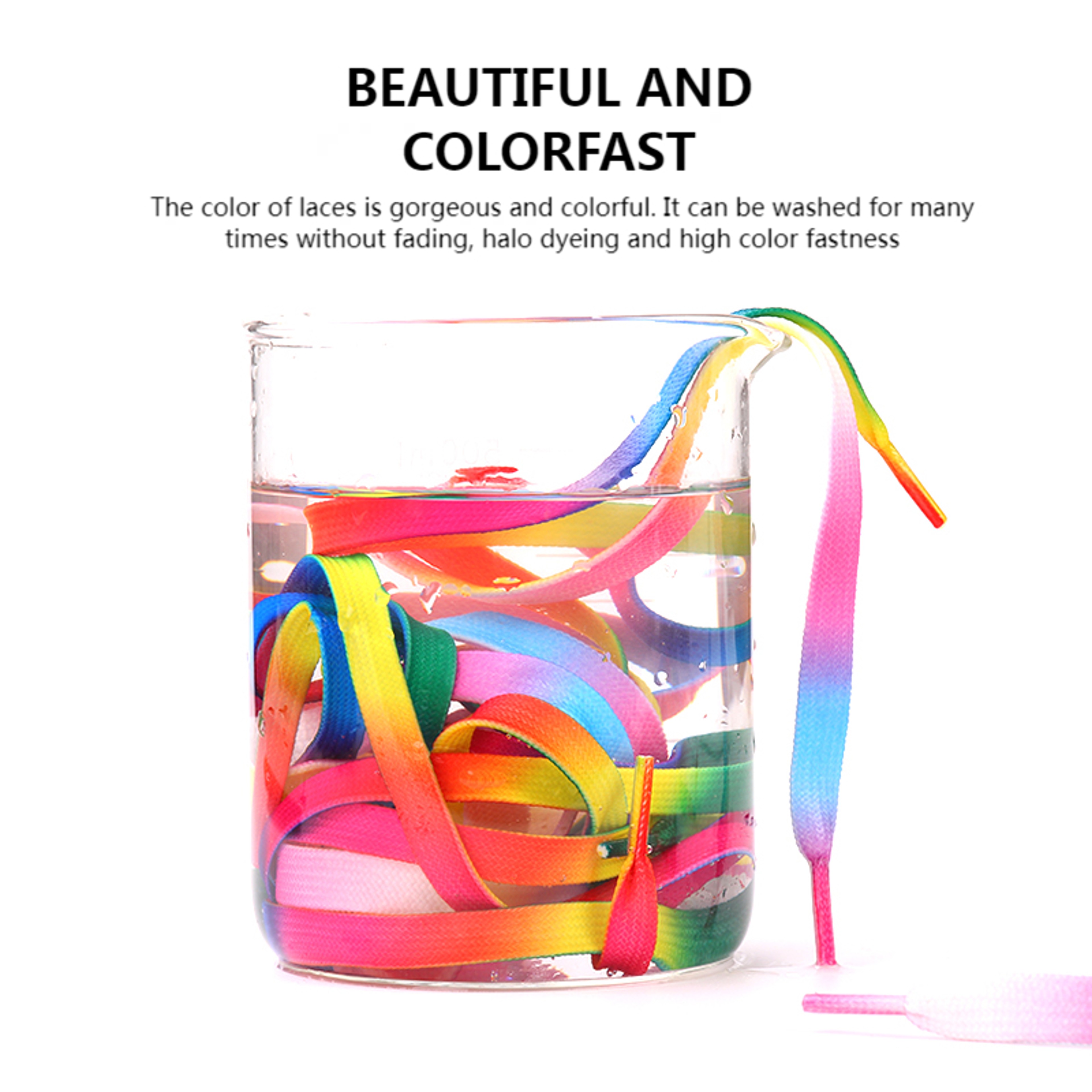 Rainbow Color Flat Shoelaces, Colorful Gradient Shoe Laces, Casual Canvas Shoes, Trendy Printed Shoelace Design – view 6