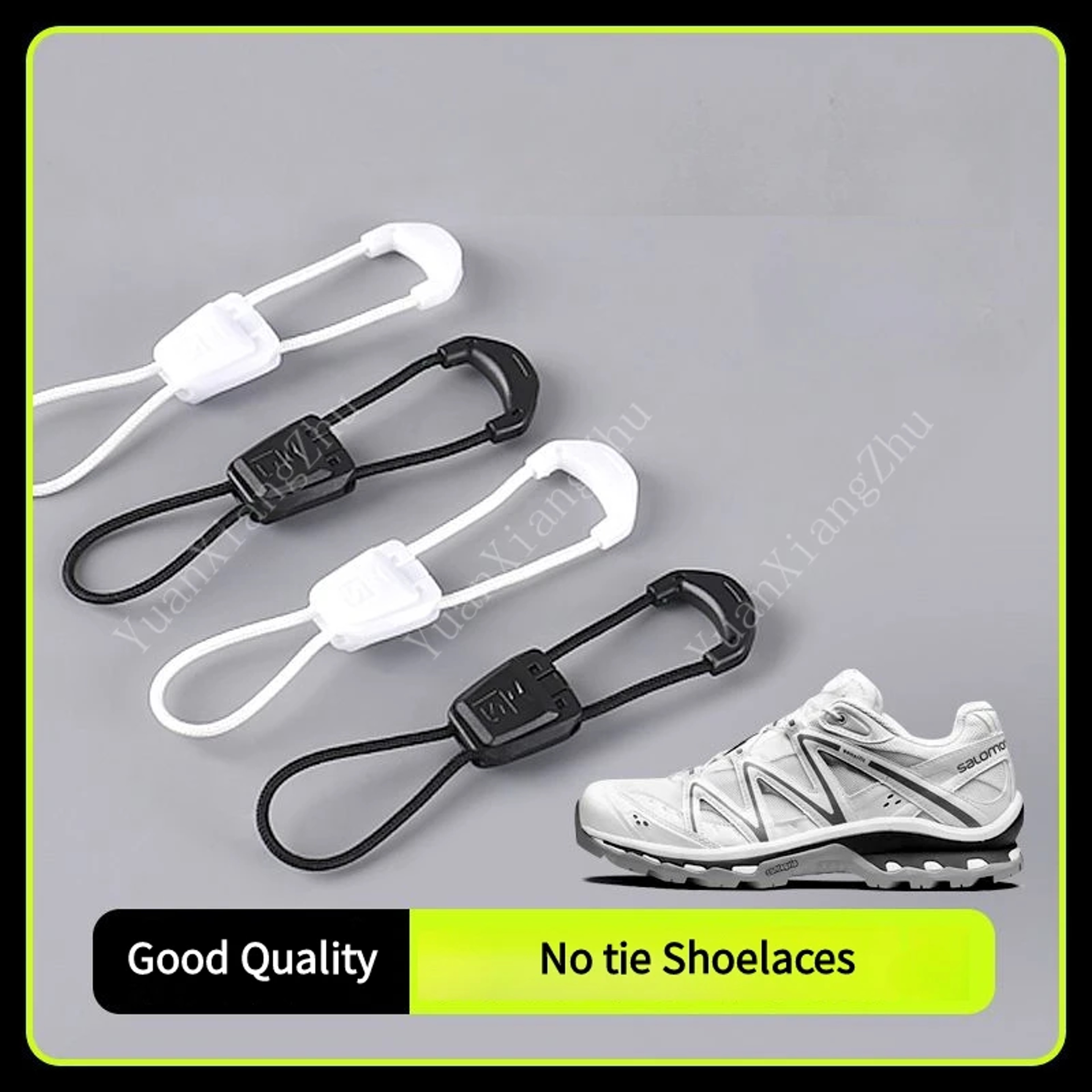 Quality No Tie Shoe Laces, Round Running Sneakers Shoelaces, Black White Tennis Laces for Adults Kids, Shoes Accessories – view 2