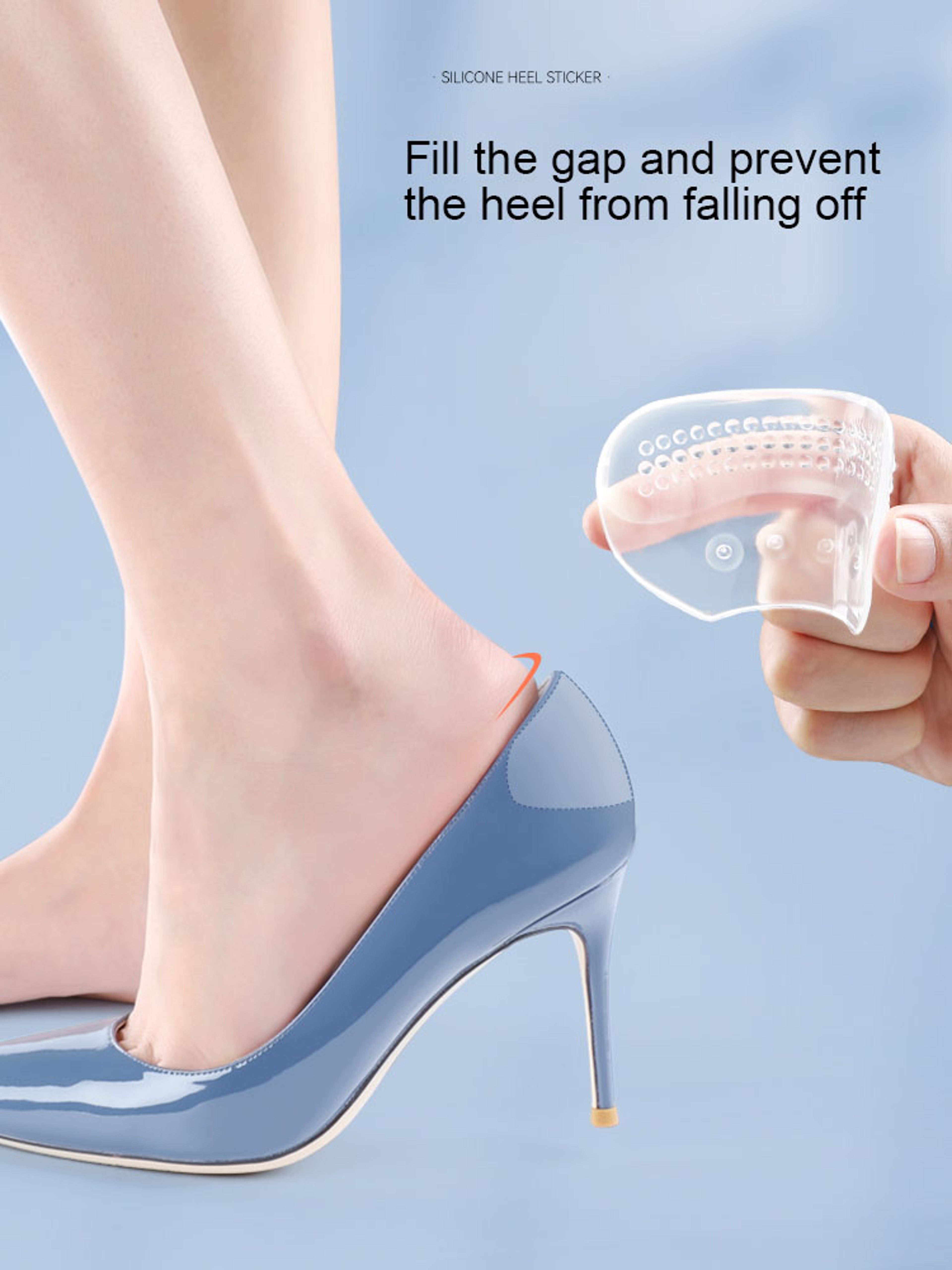 Gel Heel Cups, Silicone Heel Sticker Protectors, Anti-Slip Shoe Pads for High Heels and Sneakers – view 2