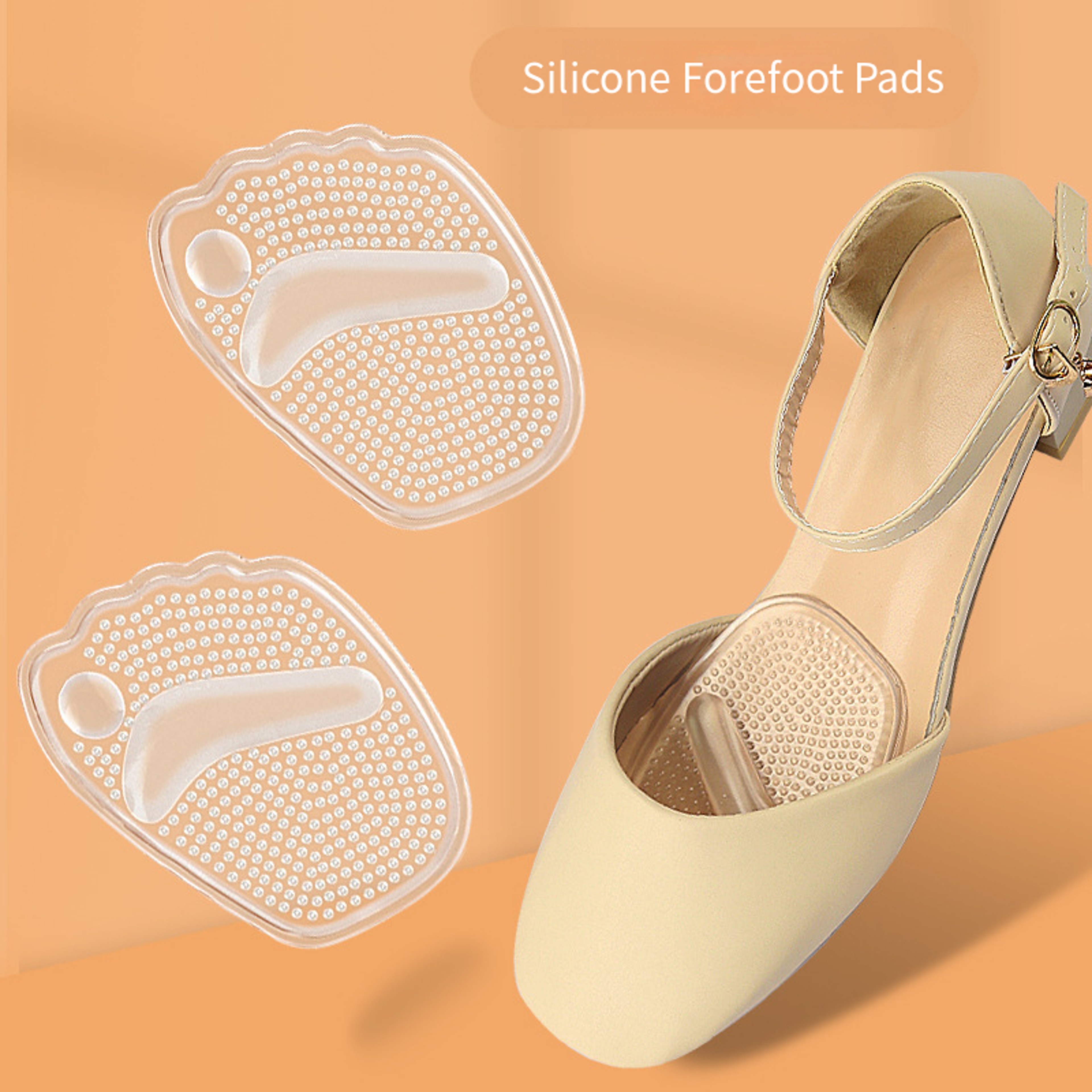 High Heels Gel Half Insoles for Women, Silicone Forefoot Pads, Self-Adhesive Shoe Cushions, Anti-Slip Foot Pain Care – view 2
