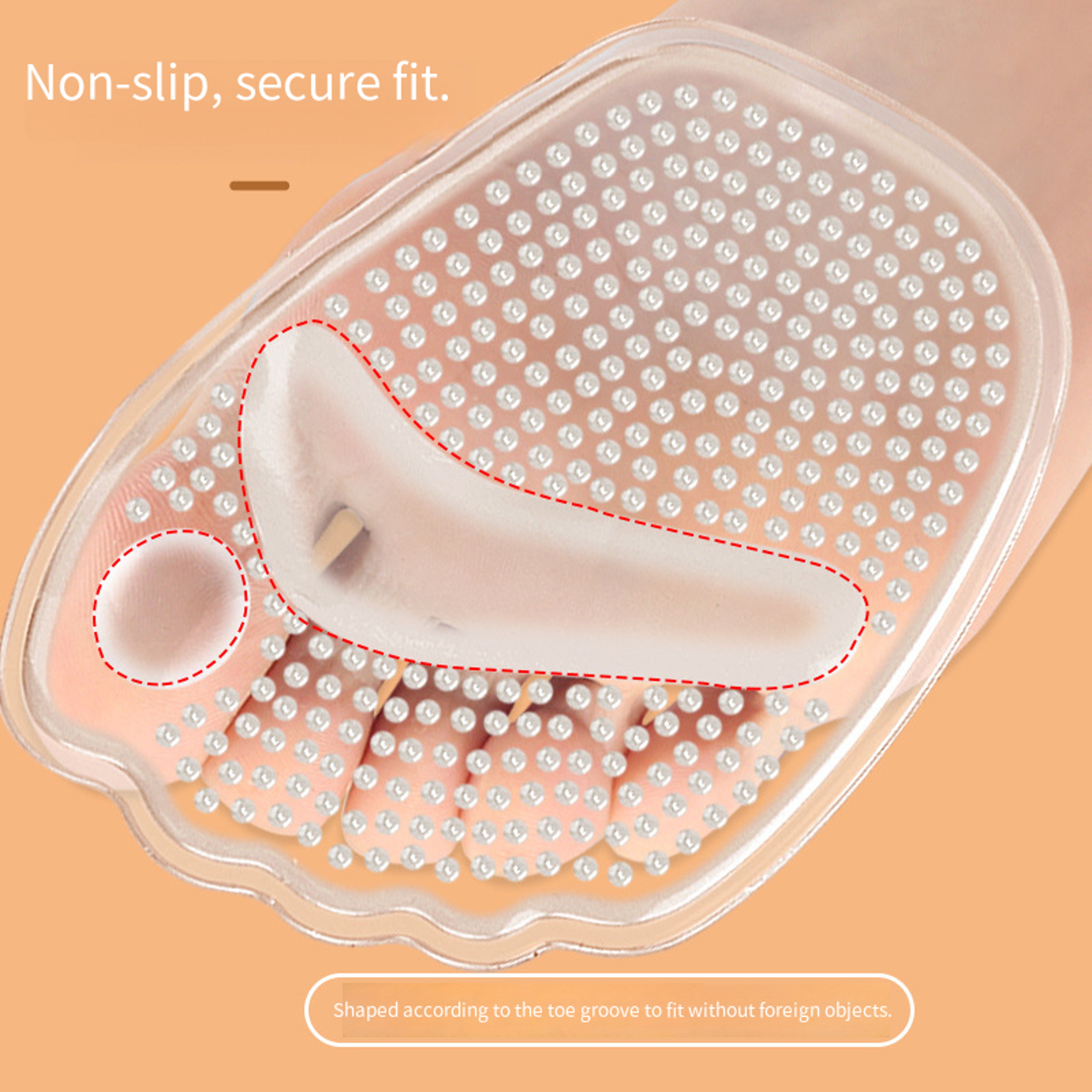 High Heels Gel Half Insoles for Women, Silicone Forefoot Pads, Self-Adhesive Shoe Cushions, Anti-Slip Foot Pain Care – view 4