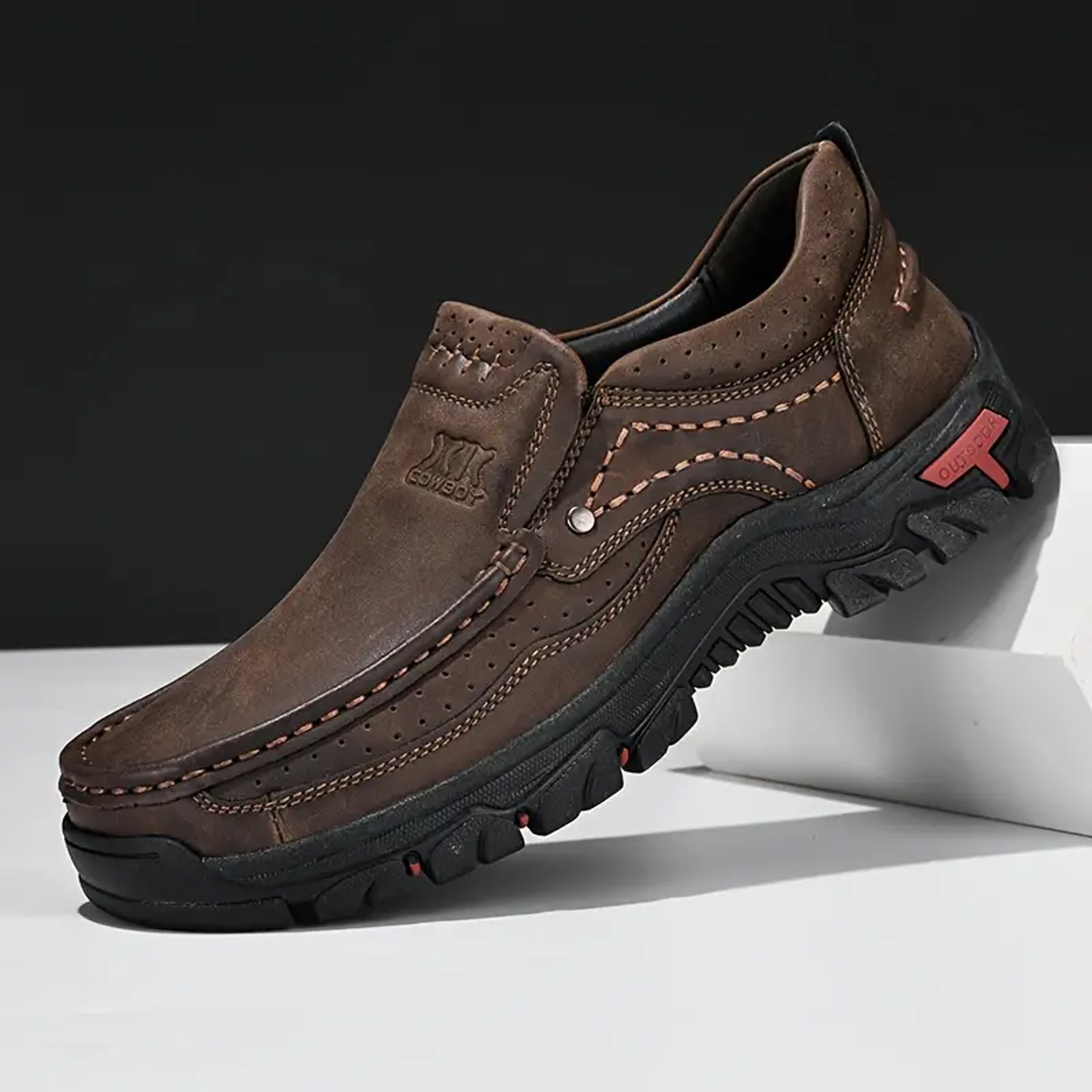 Men Leather Shoes Handmade Casual Loafers Outdoor Slip On Moccasins Non Slip Walking Flats 0