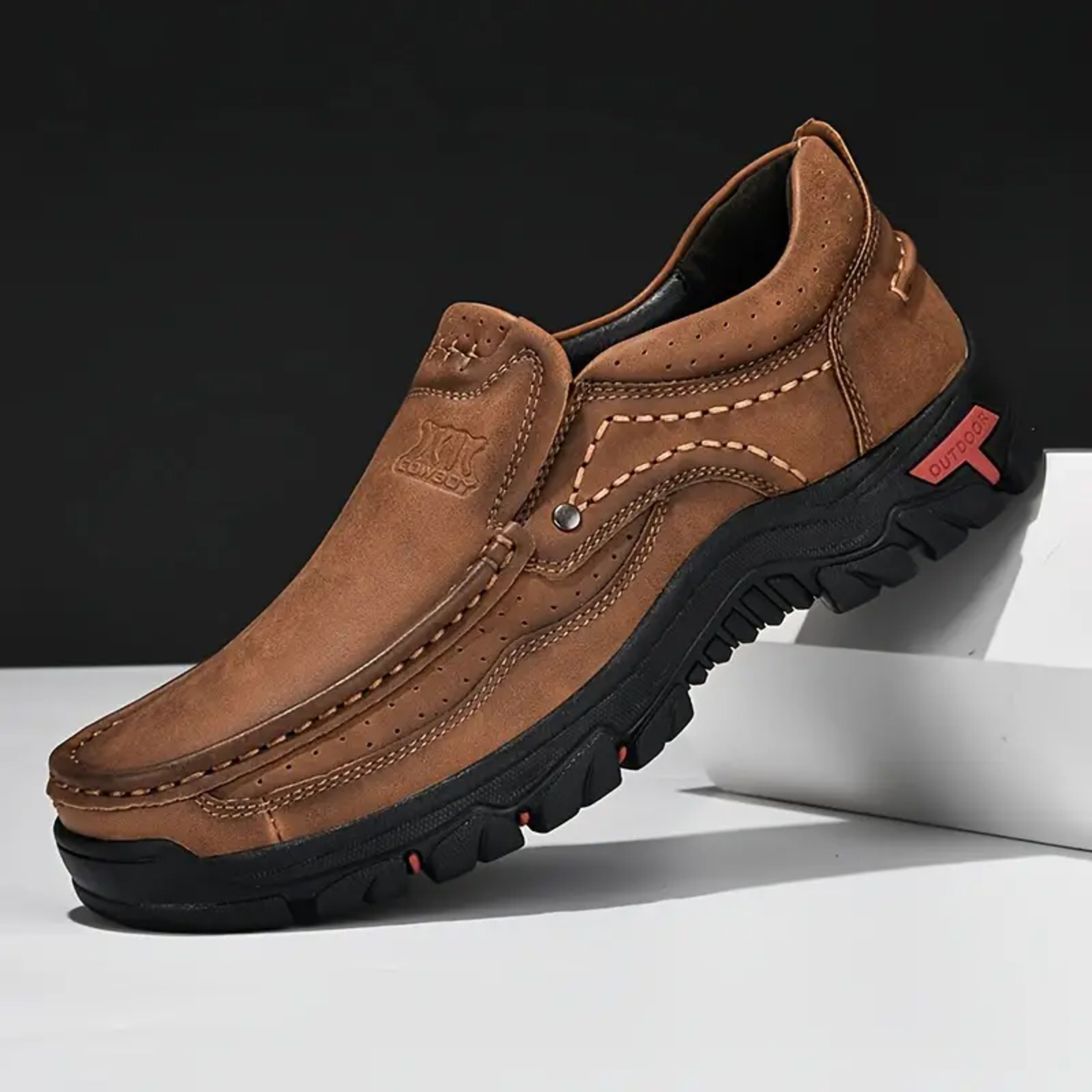 Men Leather Shoes Handmade Casual Loafers Outdoor Slip On Moccasins Non Slip Walking Flats 3