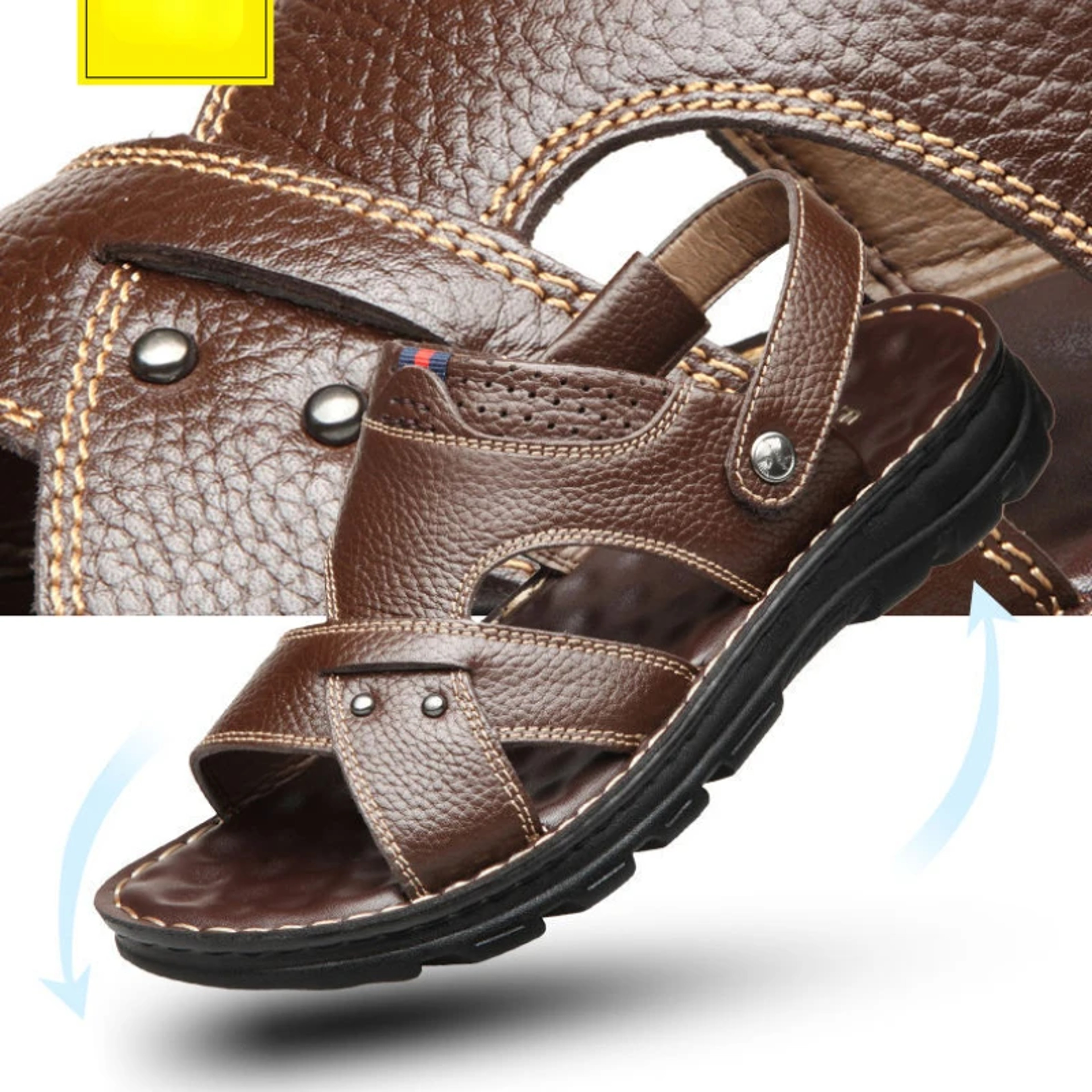 Comfortable Mens Leather Sandals, Soft Thick Sole, Non Slip Summer Outdoor Beach Shoes – view 6