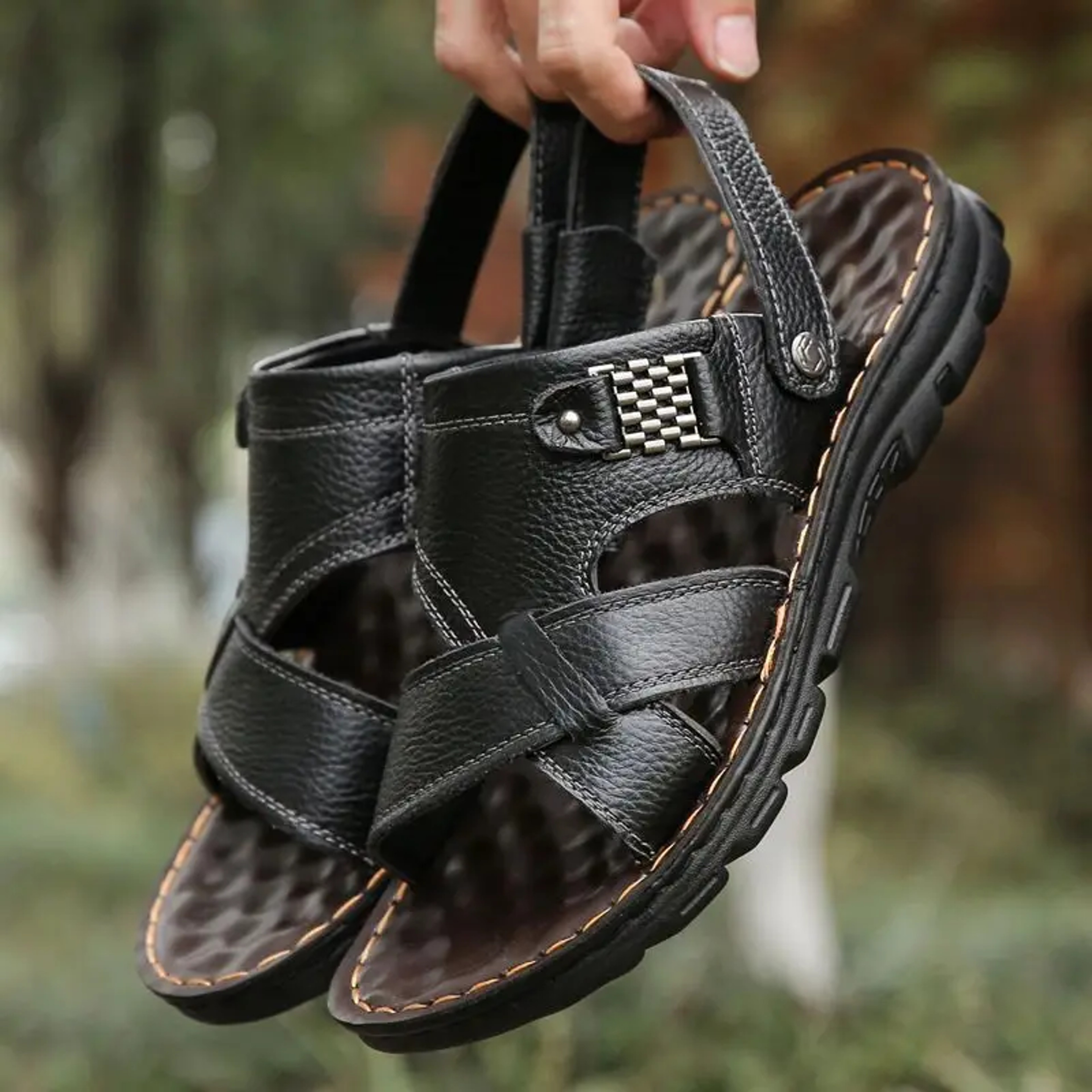 Comfortable Mens Leather Sandals, Soft Thick Sole, Non Slip Summer Outdoor Beach Shoes – view 8