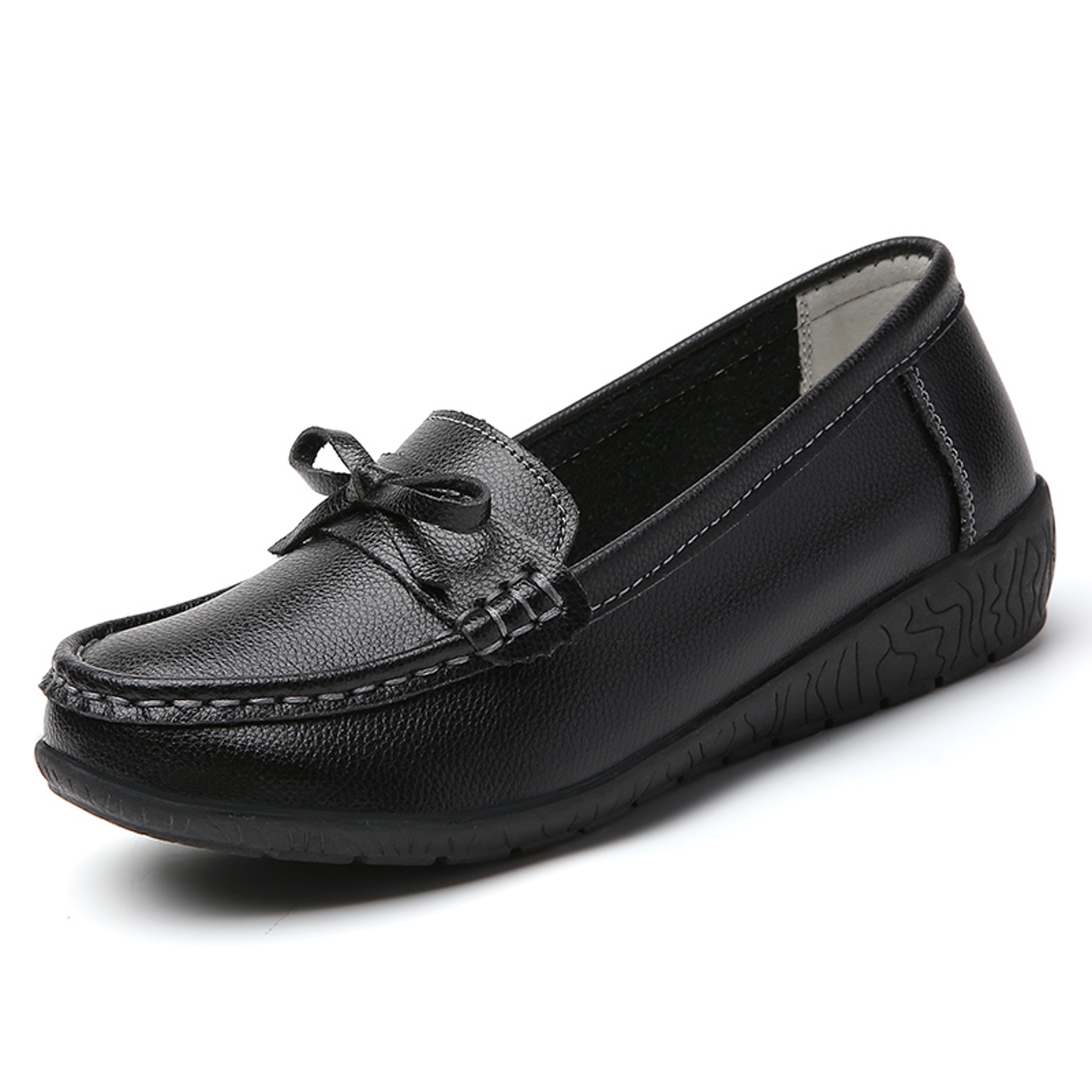 Genuine Leather Wedge Flats Fashion Slip On Nurse Shoes Comfortable Womens Moccasins 8