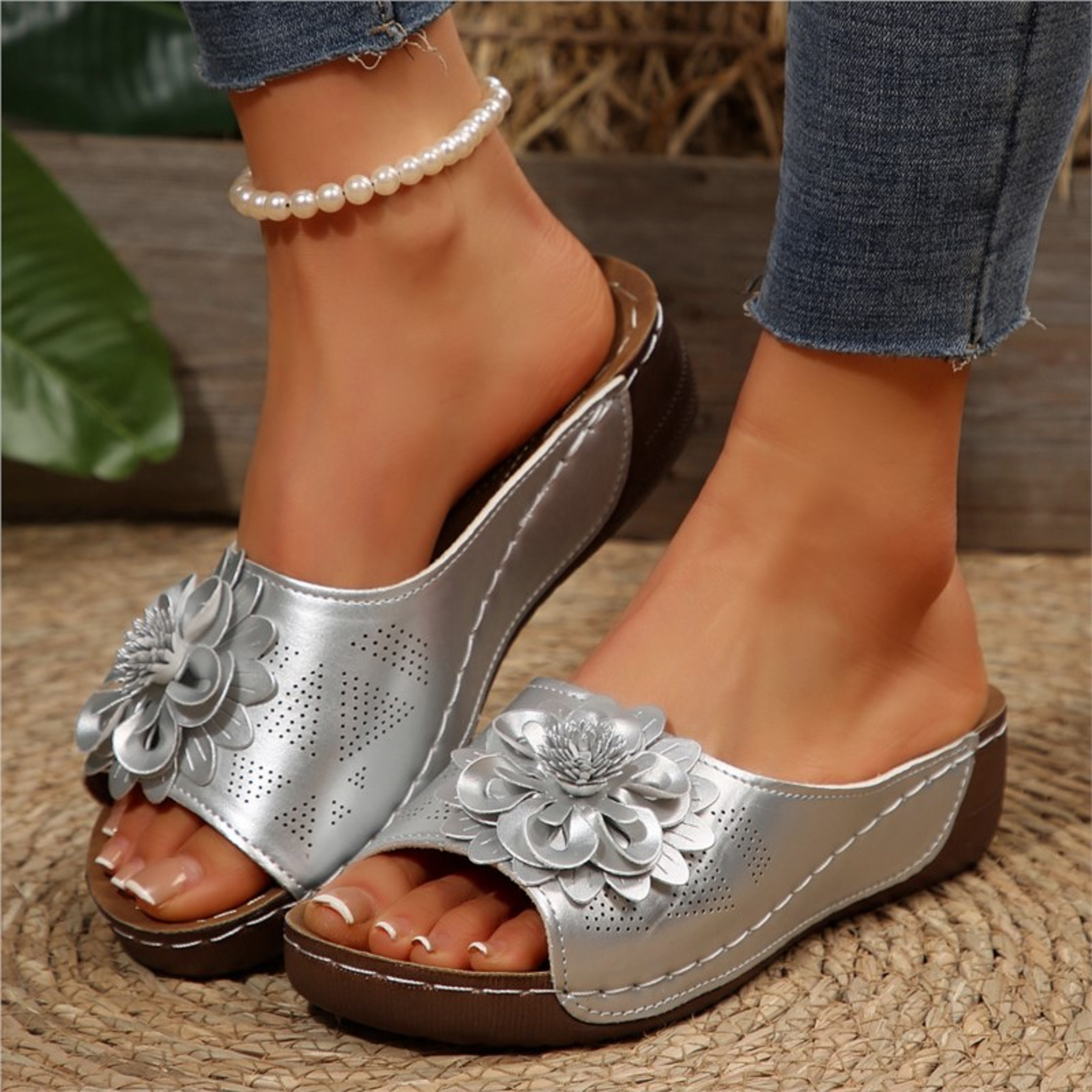 Summer Sandals For Women Stylish Slides Plus Size Wedge Shoes Outdoor Female Footwear 13