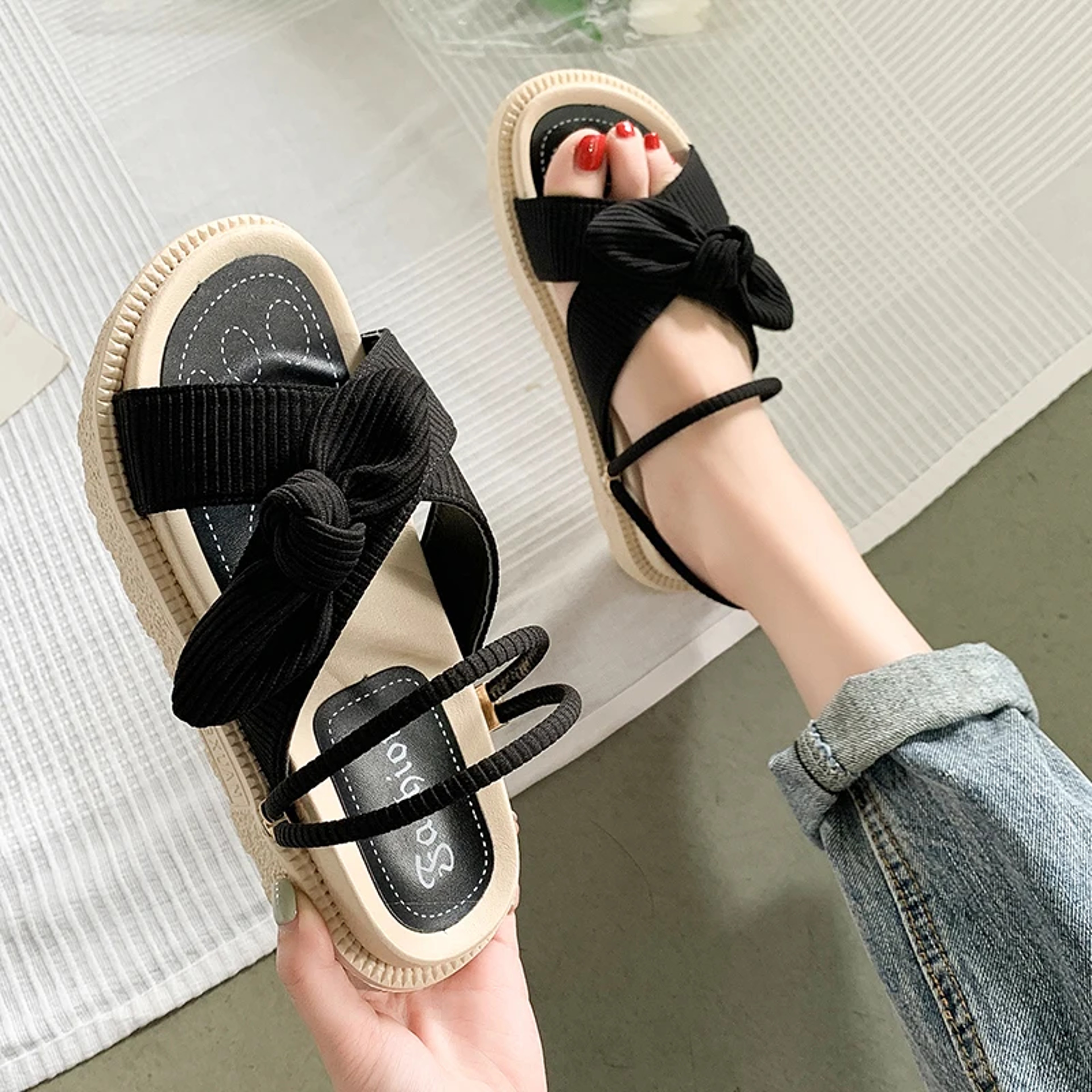 Summer Fairy Style Sandal For Women Fashion Student Platform Flats Roman Lady Cute Slippers 1