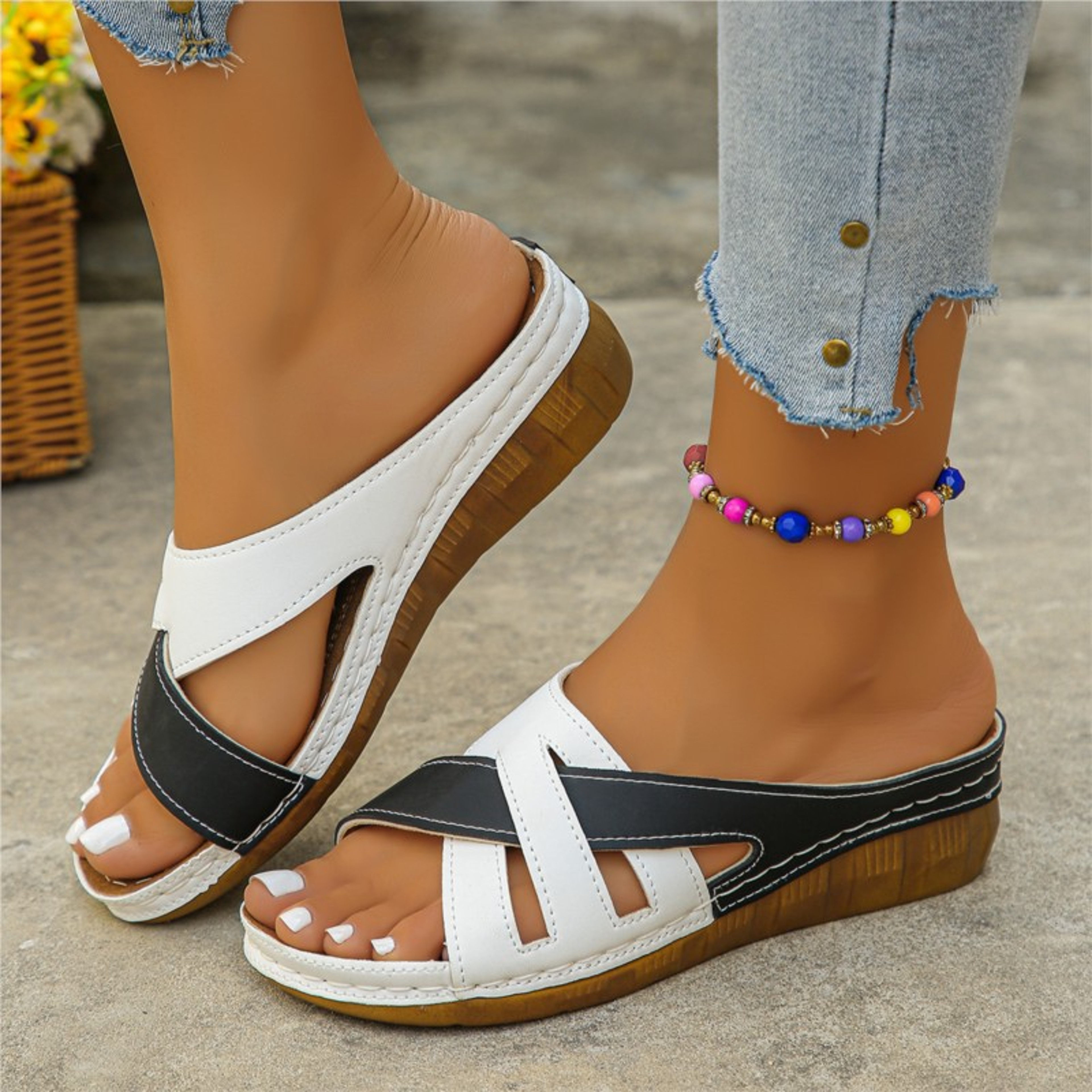 Ladies Elegant Summer Sandals Breathable Wedge Shoes Comfortable Female Slides 5