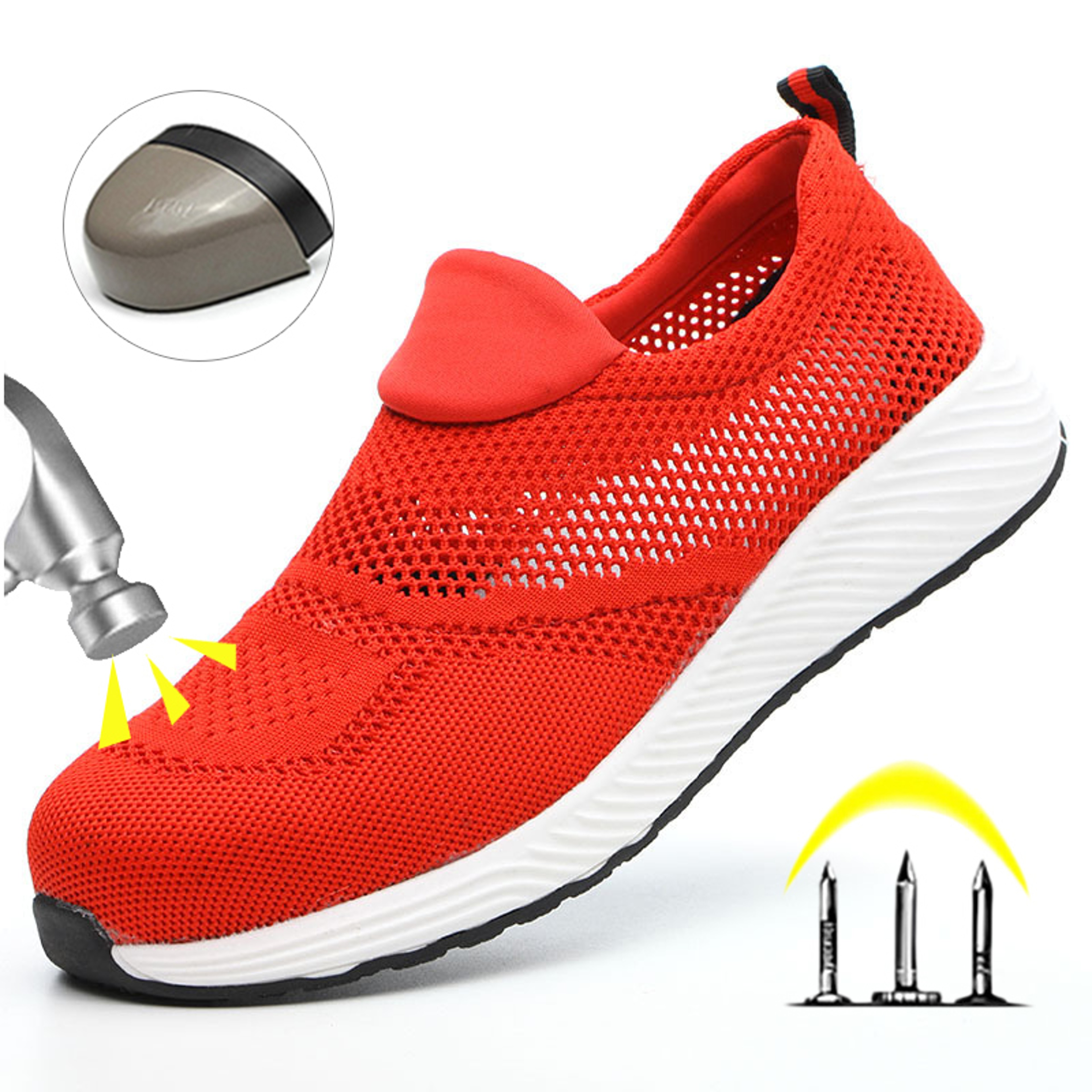 Lightweight Steel Toe Work Safety Shoes Mesh Breathable Construction Sneakers For Men And Women 4