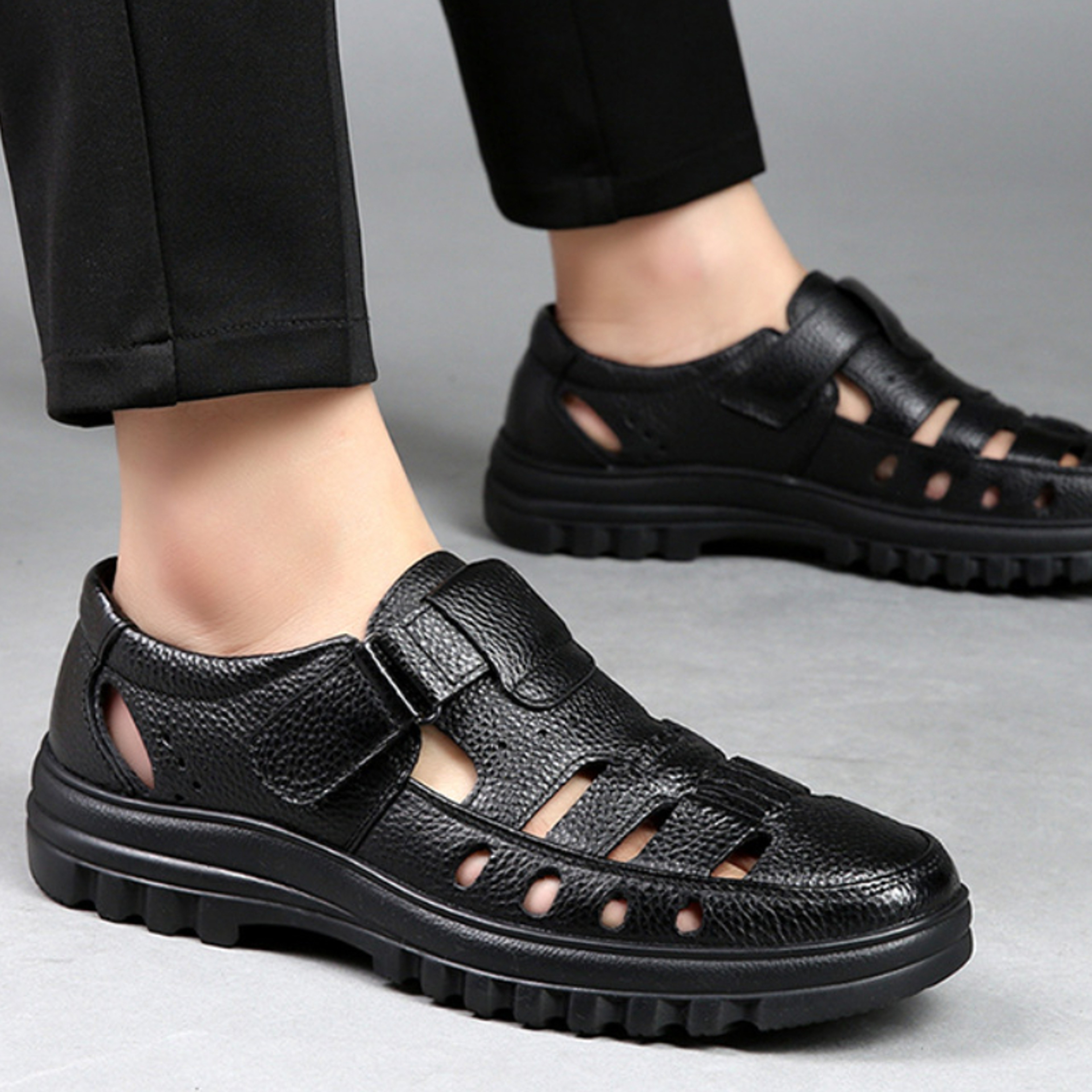 Fashionable Hollow Out Leather Shoes For Men Luxury Casual Summer Sandals High Quality Breathable M 3