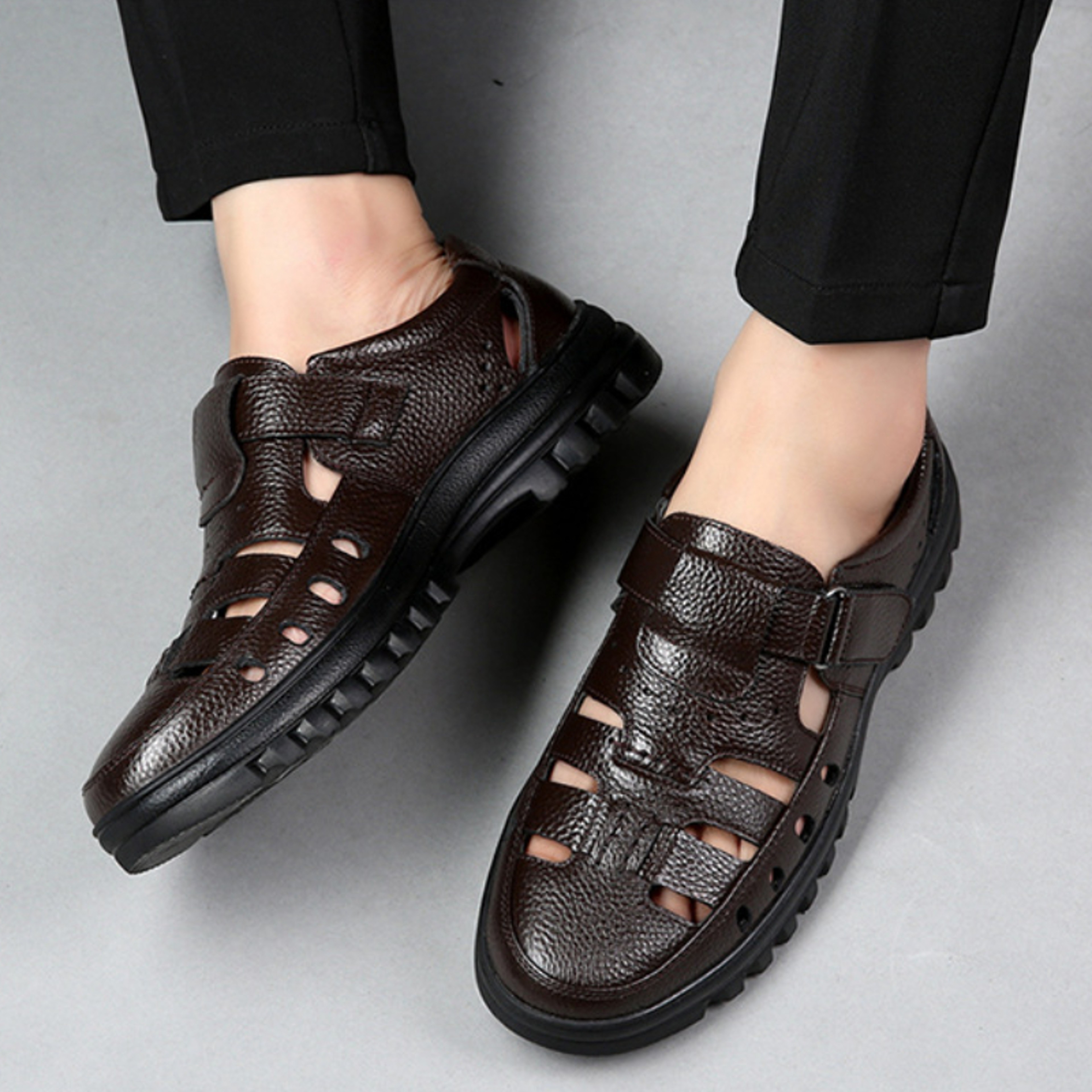 Fashionable Hollow Out Leather Shoes For Men Luxury Casual Summer Sandals High Quality Breathable M 4