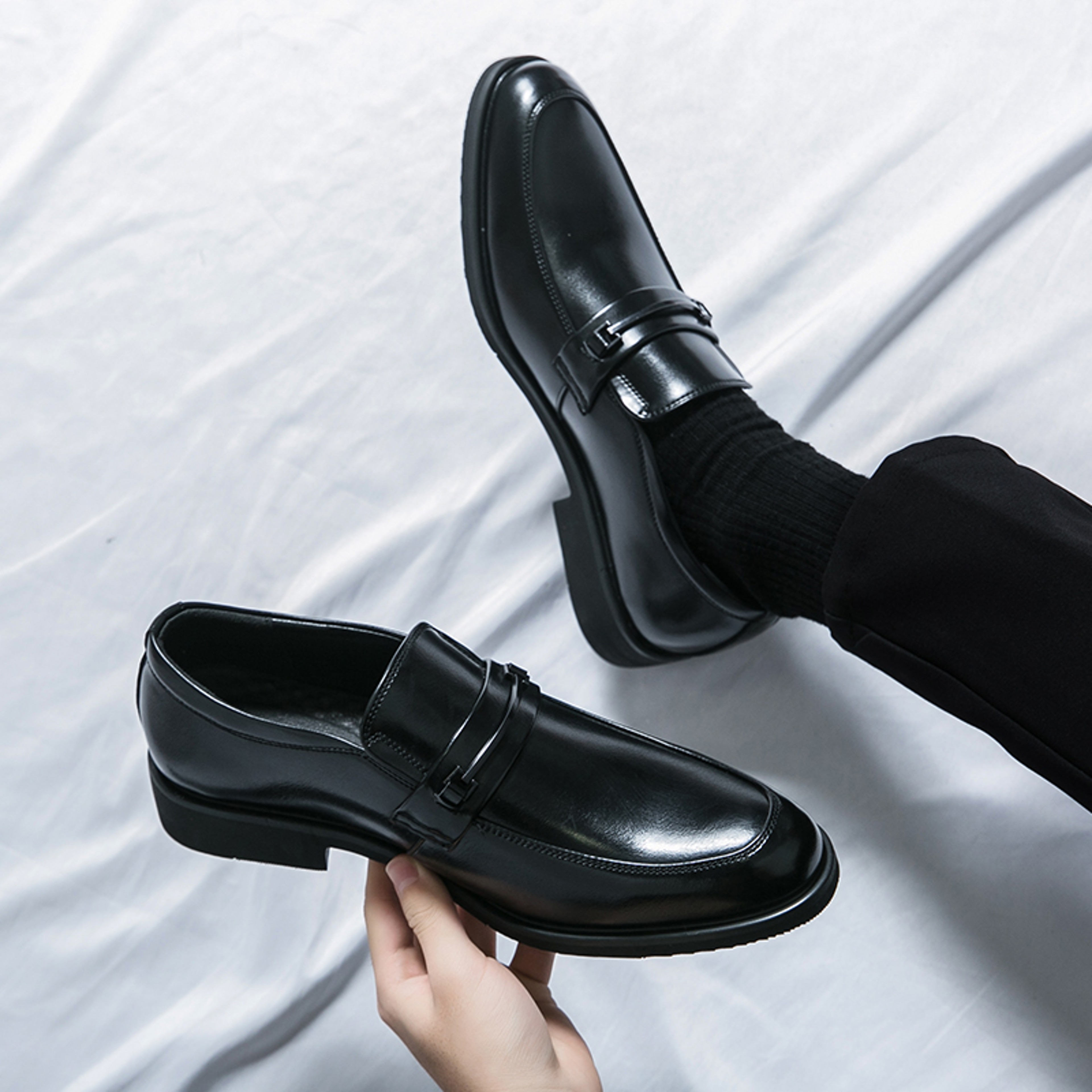 Classic Style Mens Formal Leather Shoes Slip On Loafers Breathable Round Toe NonSlip Business Dress 0
