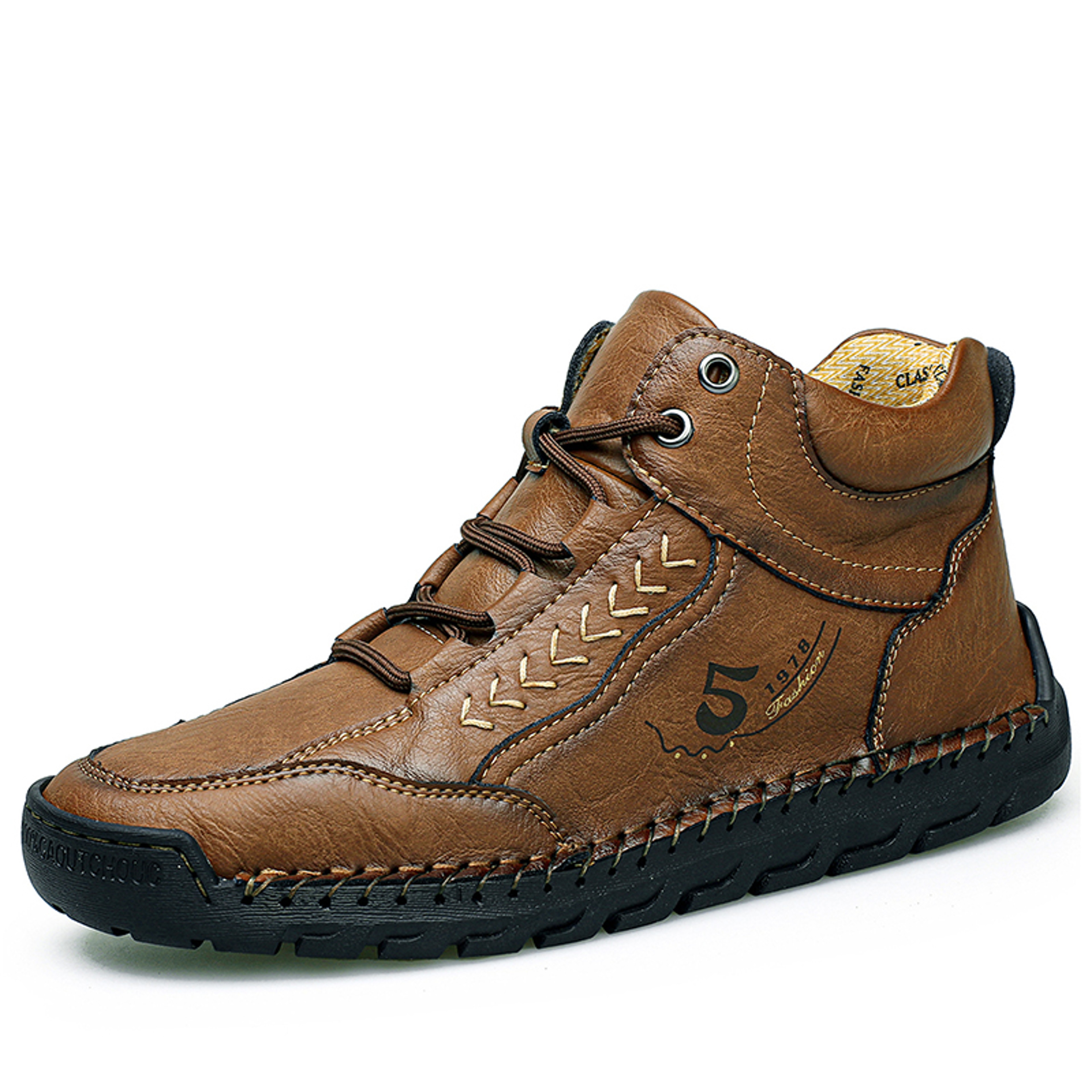 Breathable Casual Leather Shoes Men Handmade Autumn Outdoor Design Sneakers Ankle Boots for Men – view 7