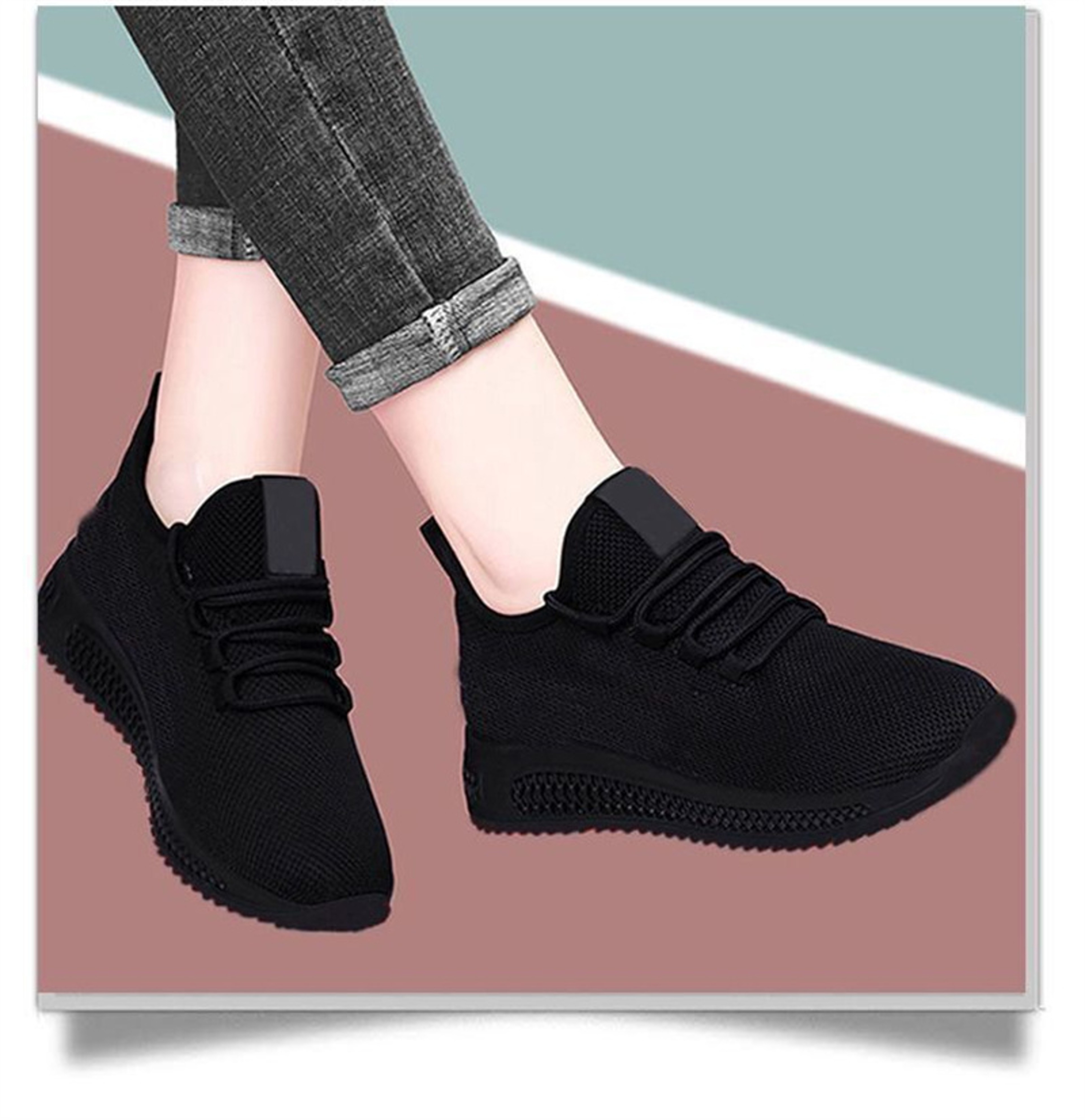 Breathable Round Toe Sneakers for Women Spring Summer Casual Comfortable Thick Sole Sports Shoes – view 4