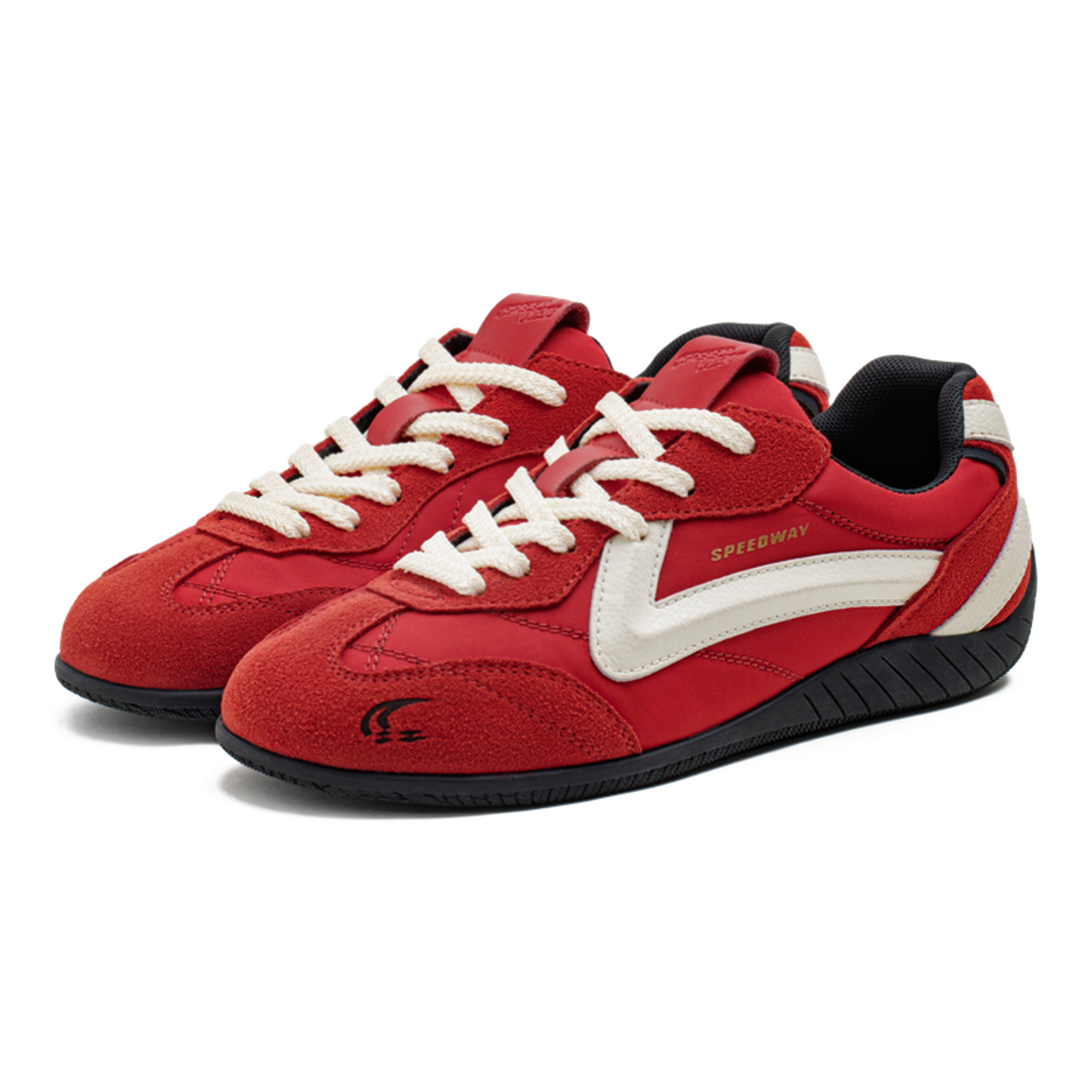 Maden Vintage Patchwork Red Racing Sneakers LaceUp Sporty Unisex Breathable Summer Thin Sole Casual 0