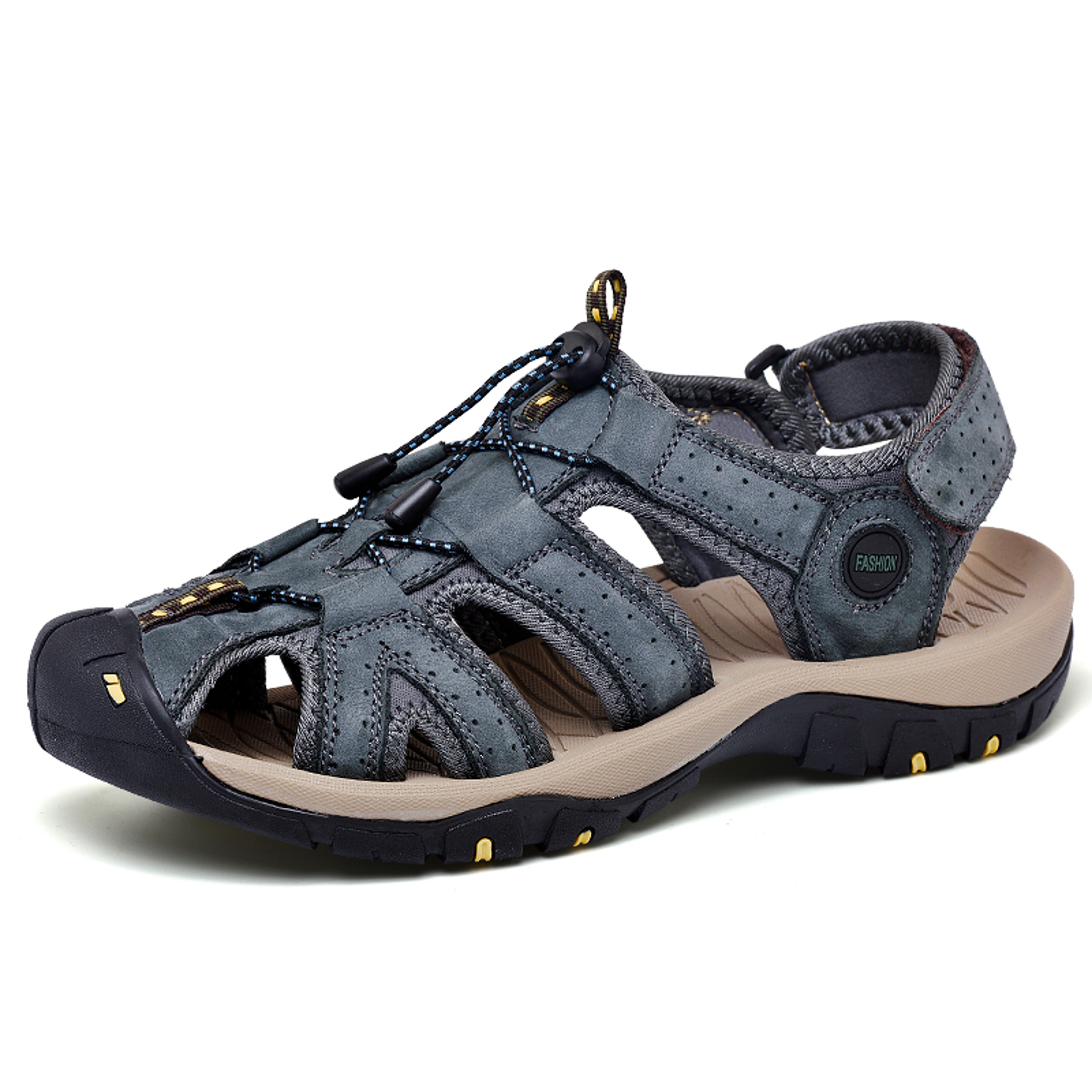 Outdoor Mens Sandals Fashion Men Sneakers Handmade Genuine Leather Nonslip Beach Sandals 8