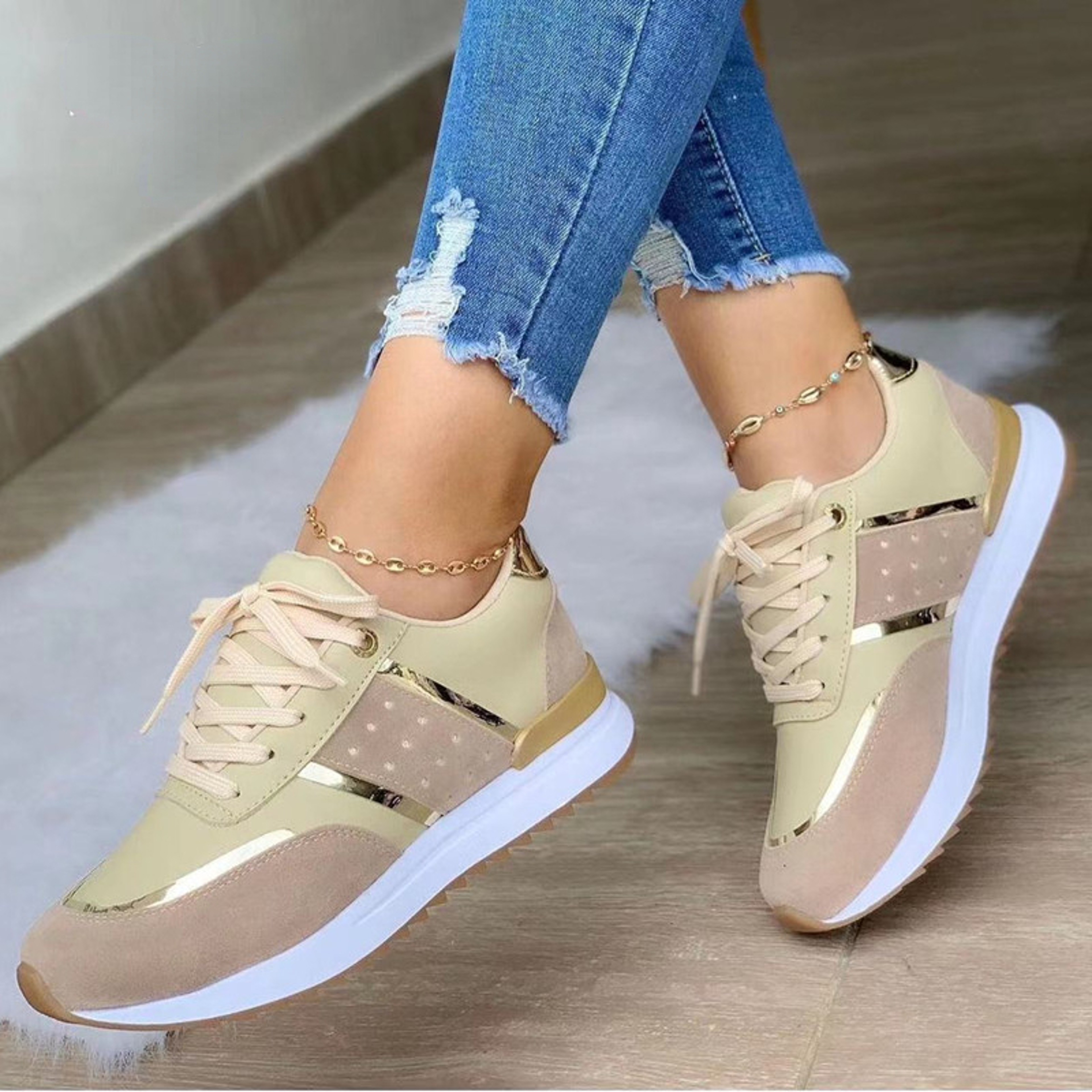 Ladies New Sneakers Platform Shoes Leather Casual Sport Shoes Outdoor Running Vulcanized Leather Pa 1