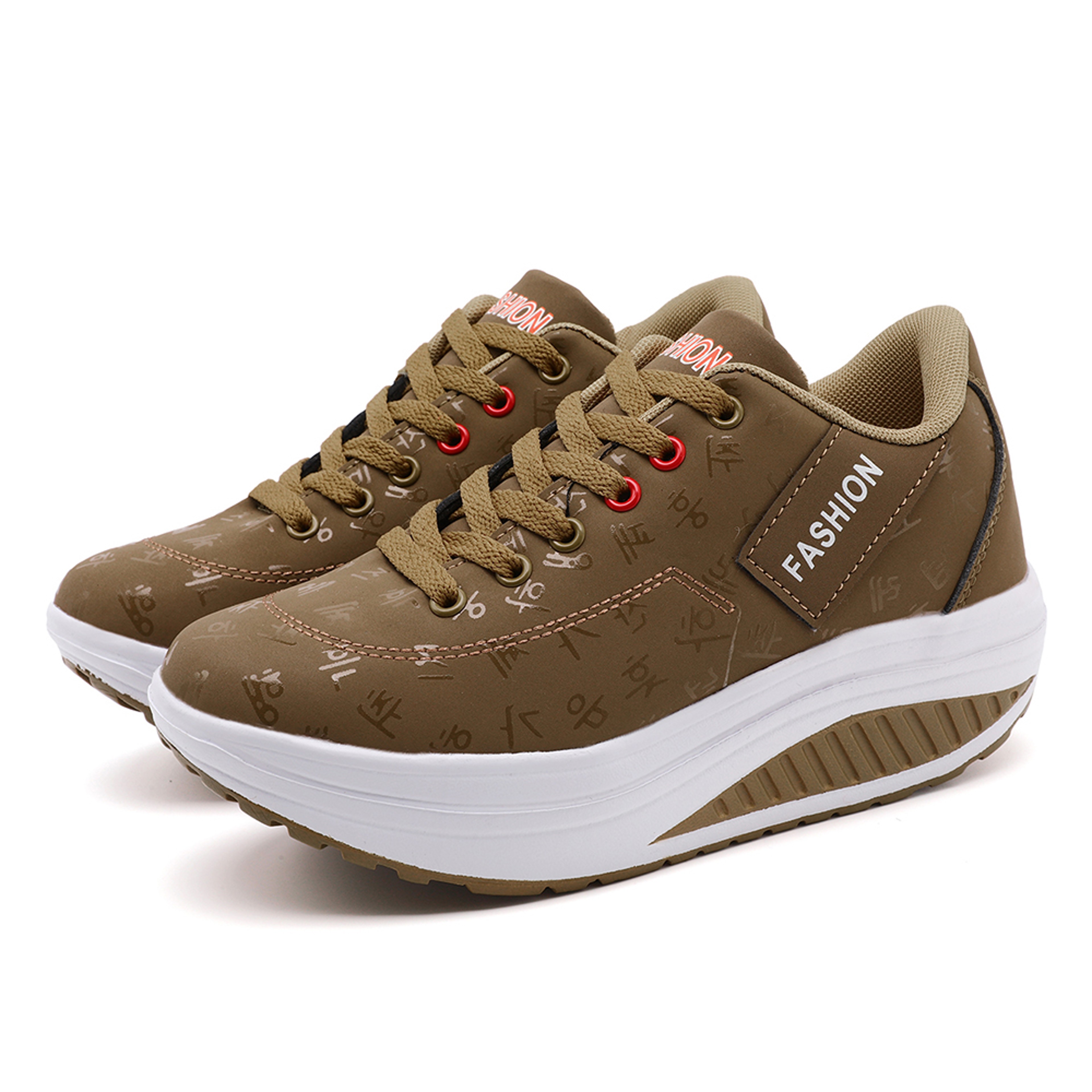 Comfortable Laceup Sneakers Ladies Casual Sports Shoes Breathable Wedge Heel Thick Sole Sneakers 6