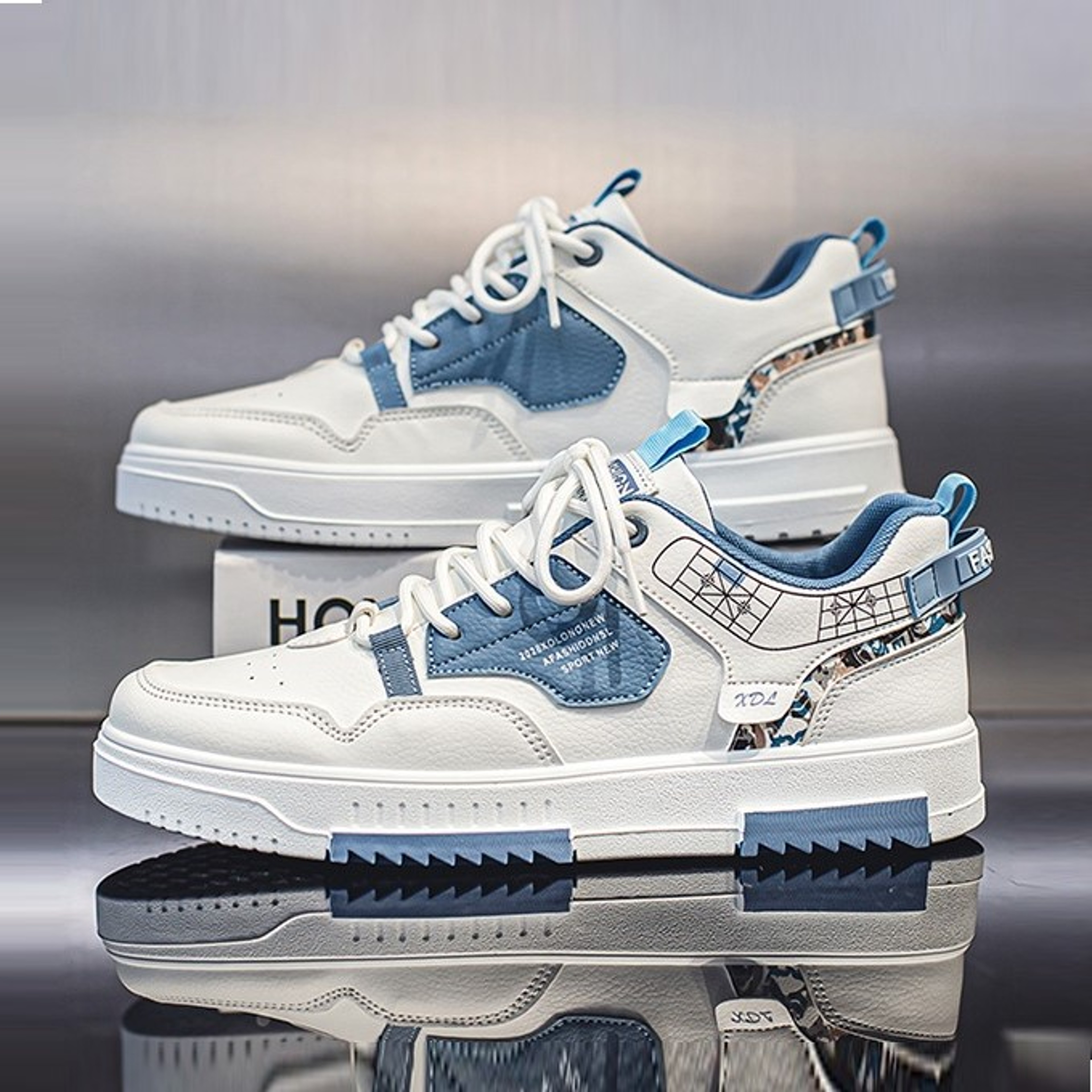 Trendy Mens White Shoes Summer Breathable Sports Shoes Thick Soled Board Shoes Versatile Design 0