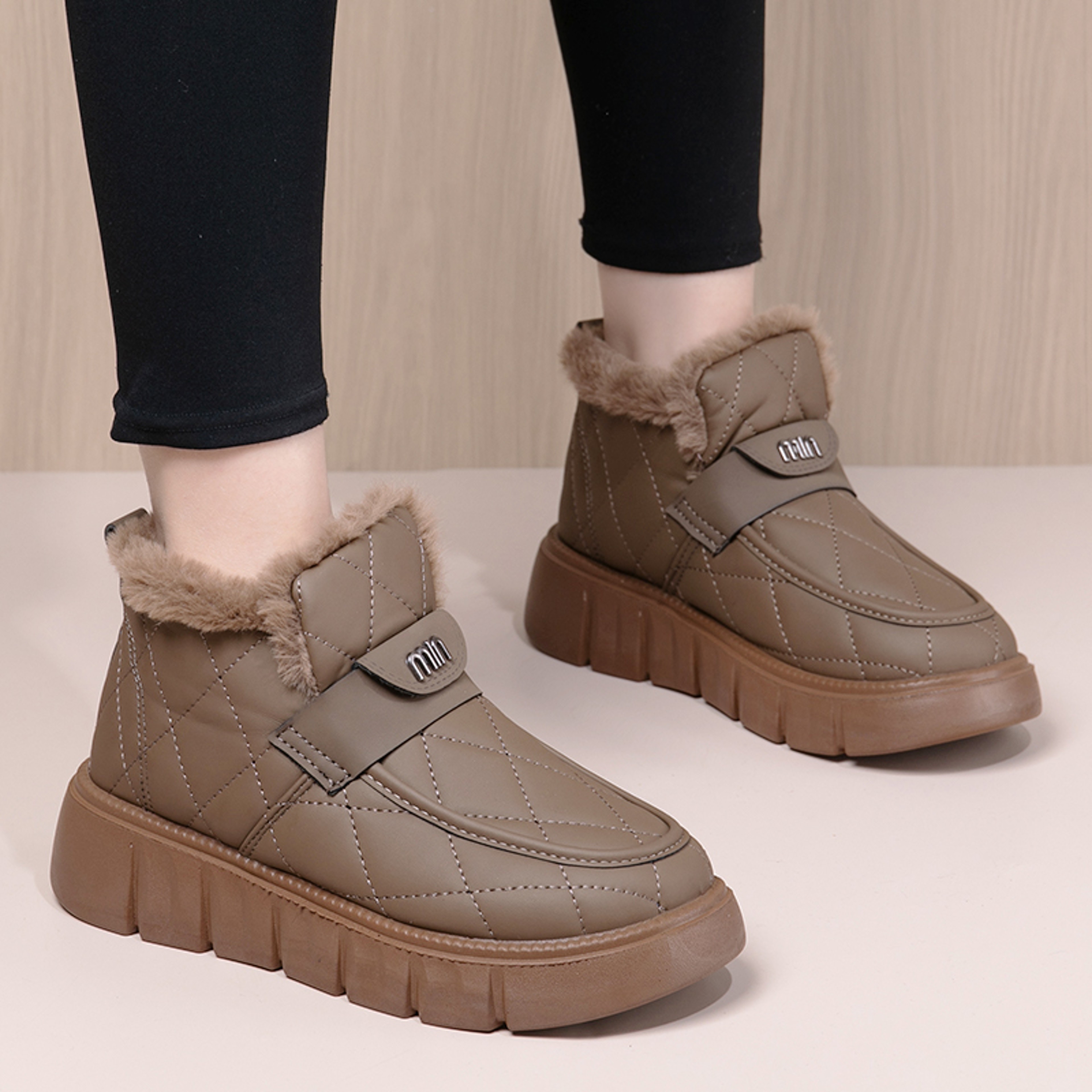 Waterproof Short Snow Boots Winter New Model Fleece Anti Slip Warm Womens Boots 4