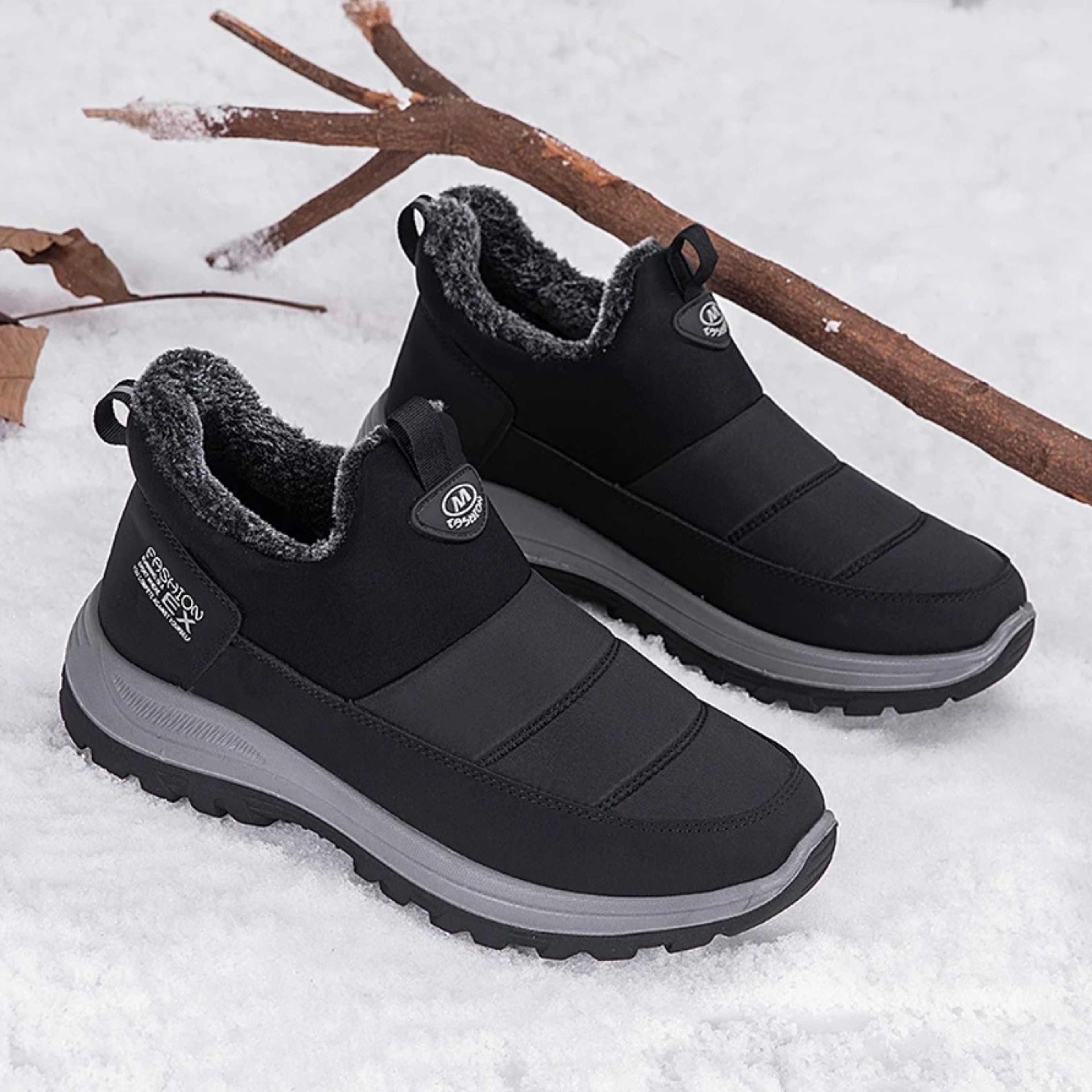 Thick Warm Fur Men Boots Waterproof Winter Snow Shoes Lightweight Casual Slip On Unisex Ankle Boots 6