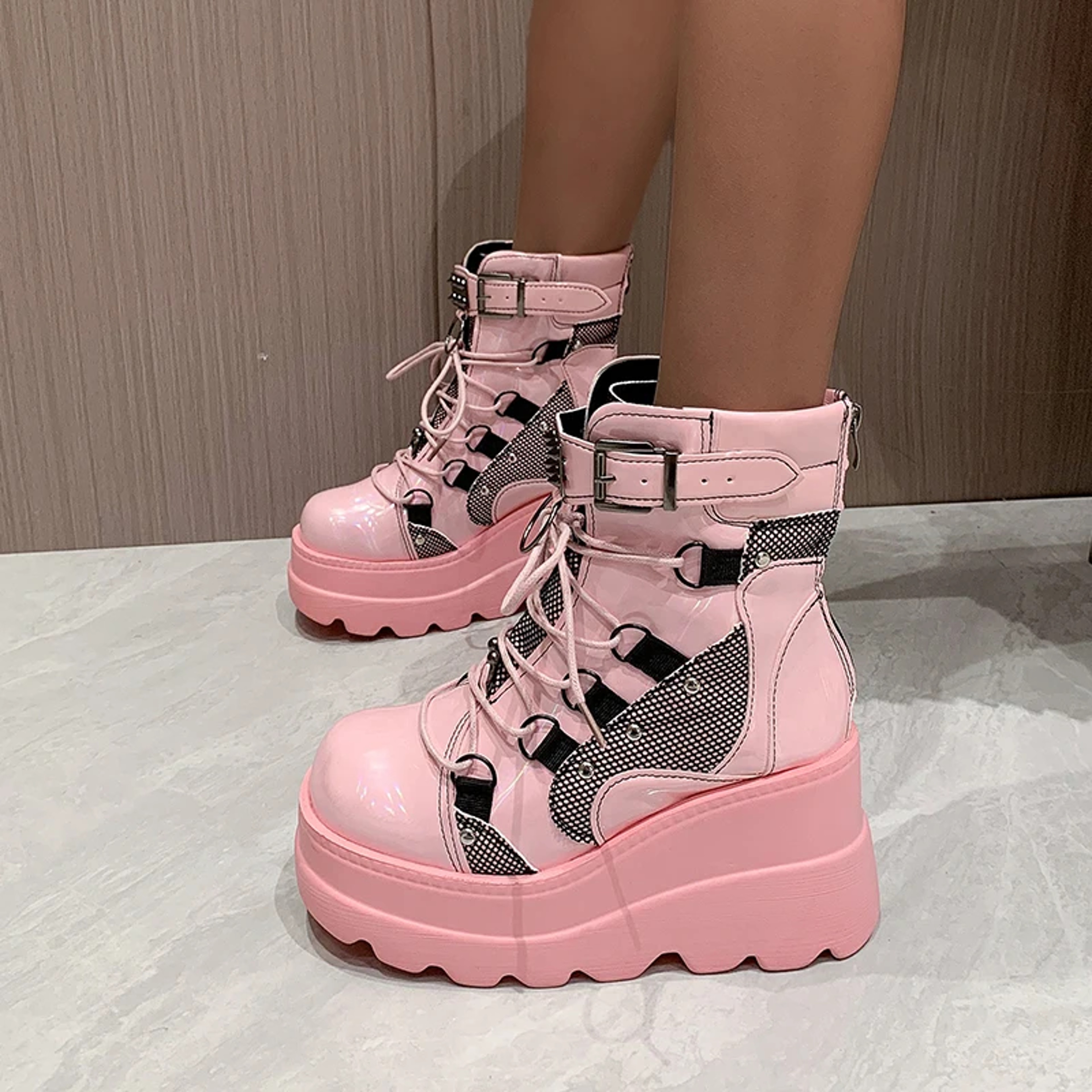 Womens Ankle Boots Autumn Fashion Platform Wedges High Heels Cosplay Zip Design Short Boots For Wom 0