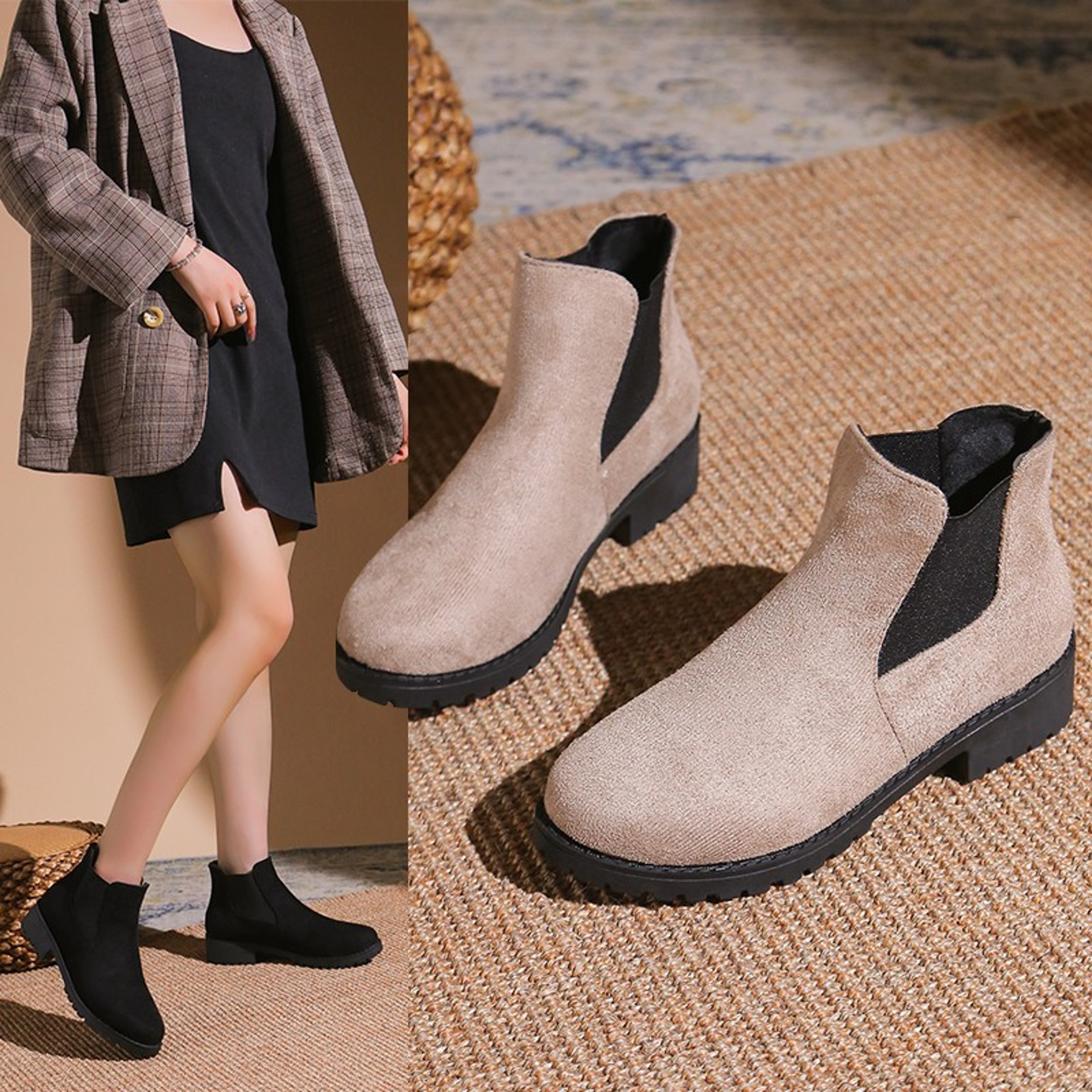 Chunky Heel Women Boots British Style Platform Casual Chelsea Boots Thick Sole For Winter And Autum 2