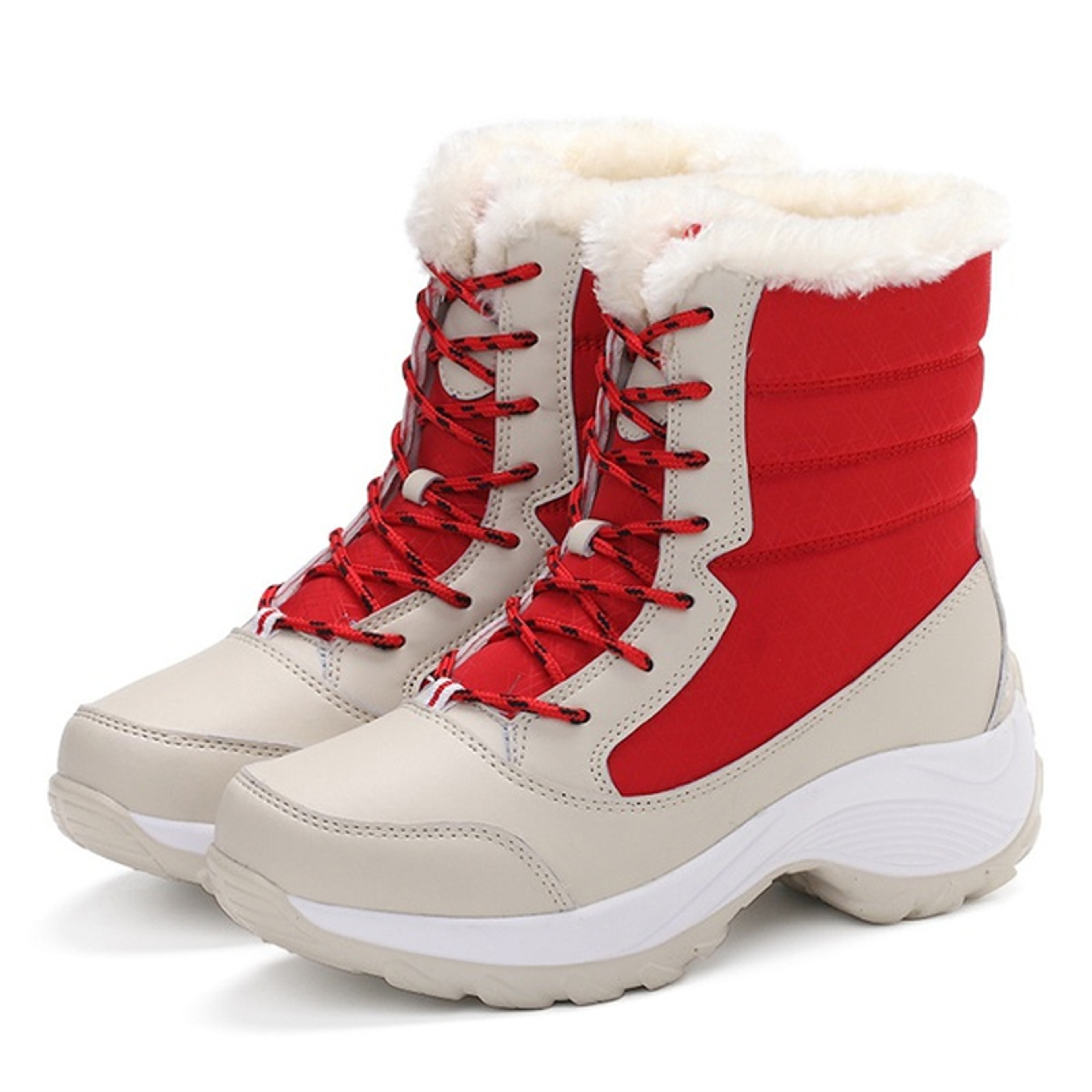 Women Snow Boots Waterproof Fur Wedges Platform Ankle Boots Nonslip Winter Thigh High Warm Shoes Fo 8