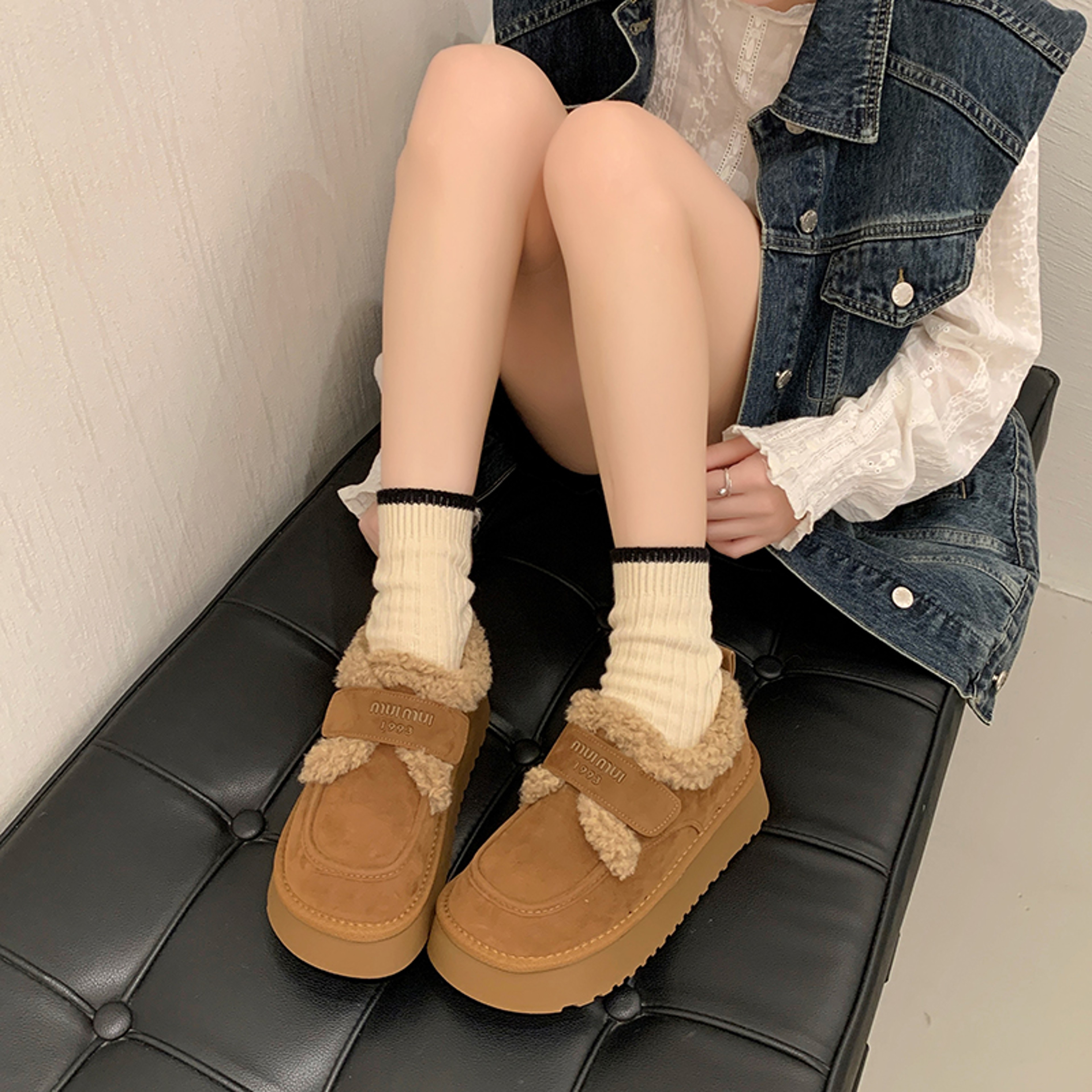 Warm Lamb Wool Winter Boots for Women Non Slip Thick Bottom Ankle Snow Boots Cotton Padded Flat Thicken Plush Shoes – view 4