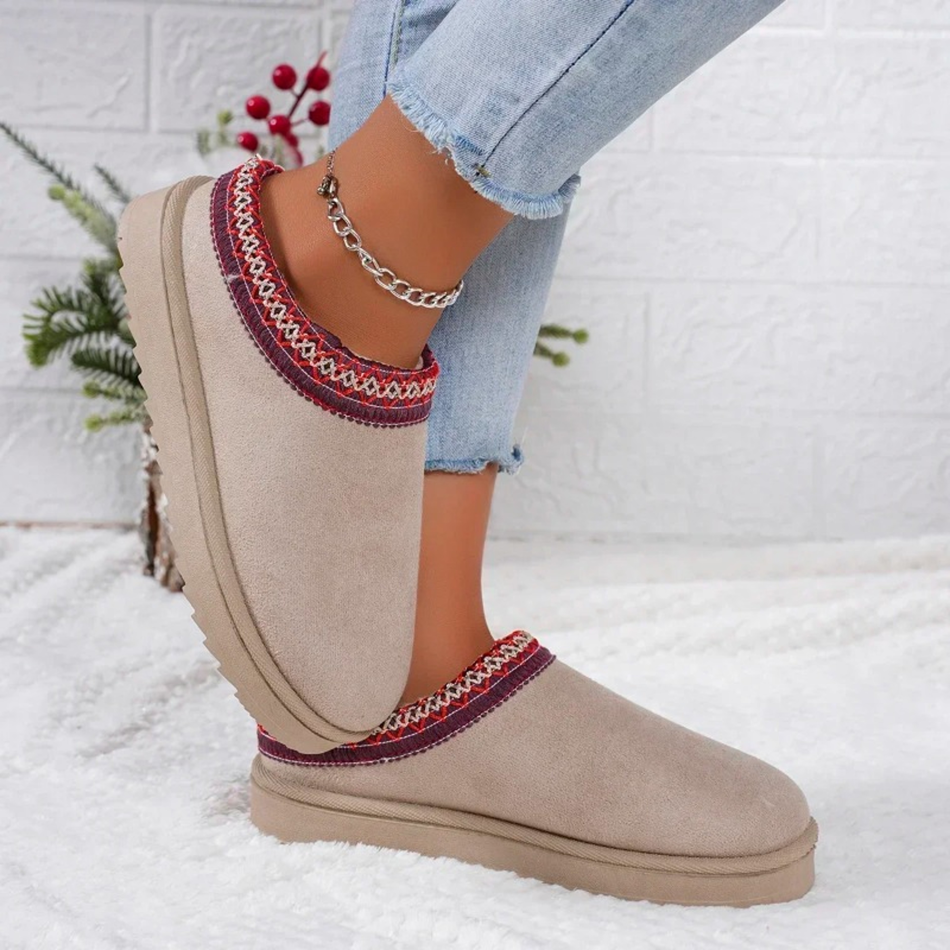 Cashmere Warm Uggs Winter New Heelless Half Mop With Thick Sole 3