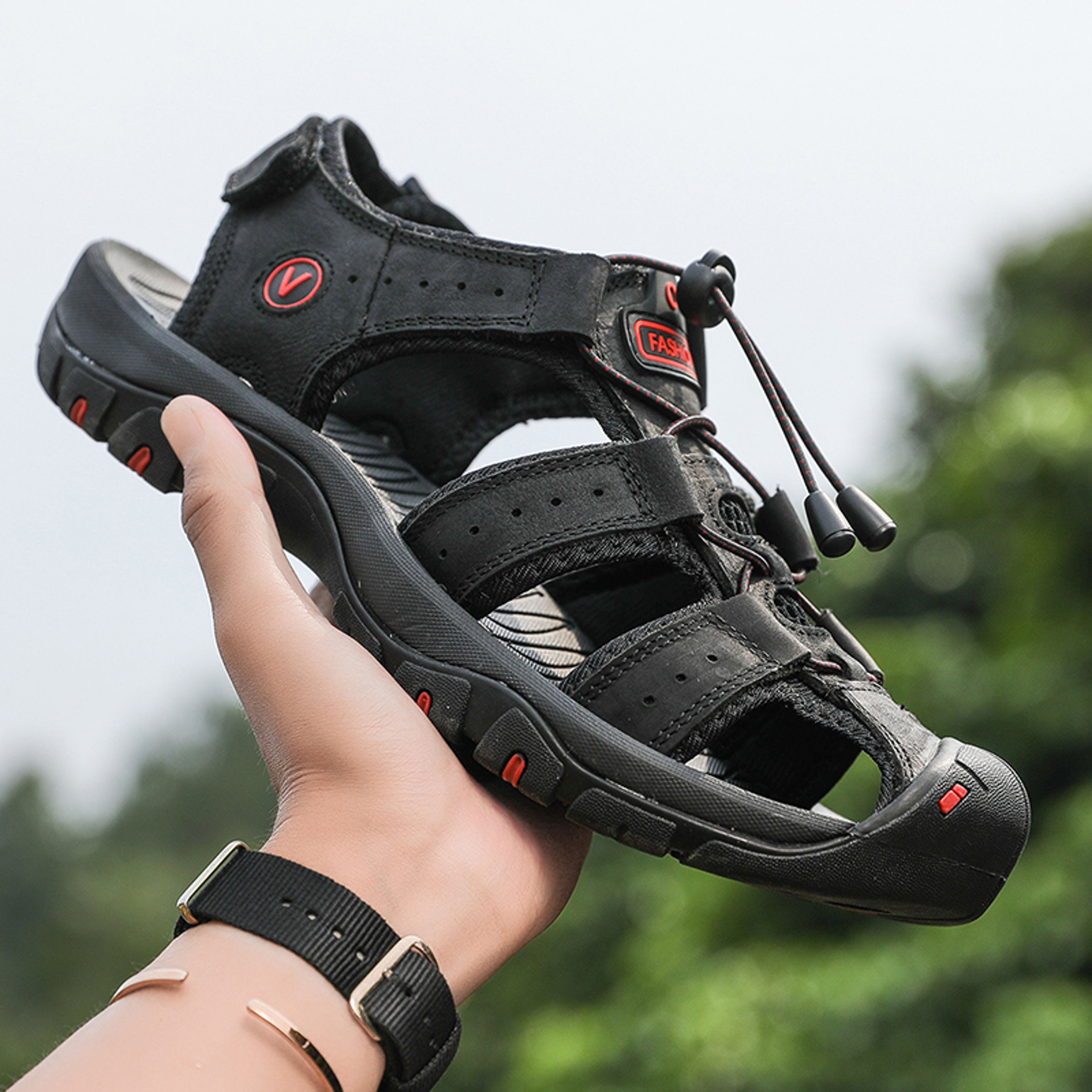 Breathable Summer Sandals For Men Leather Beach Shoes Casual Roman Outdoor 0
