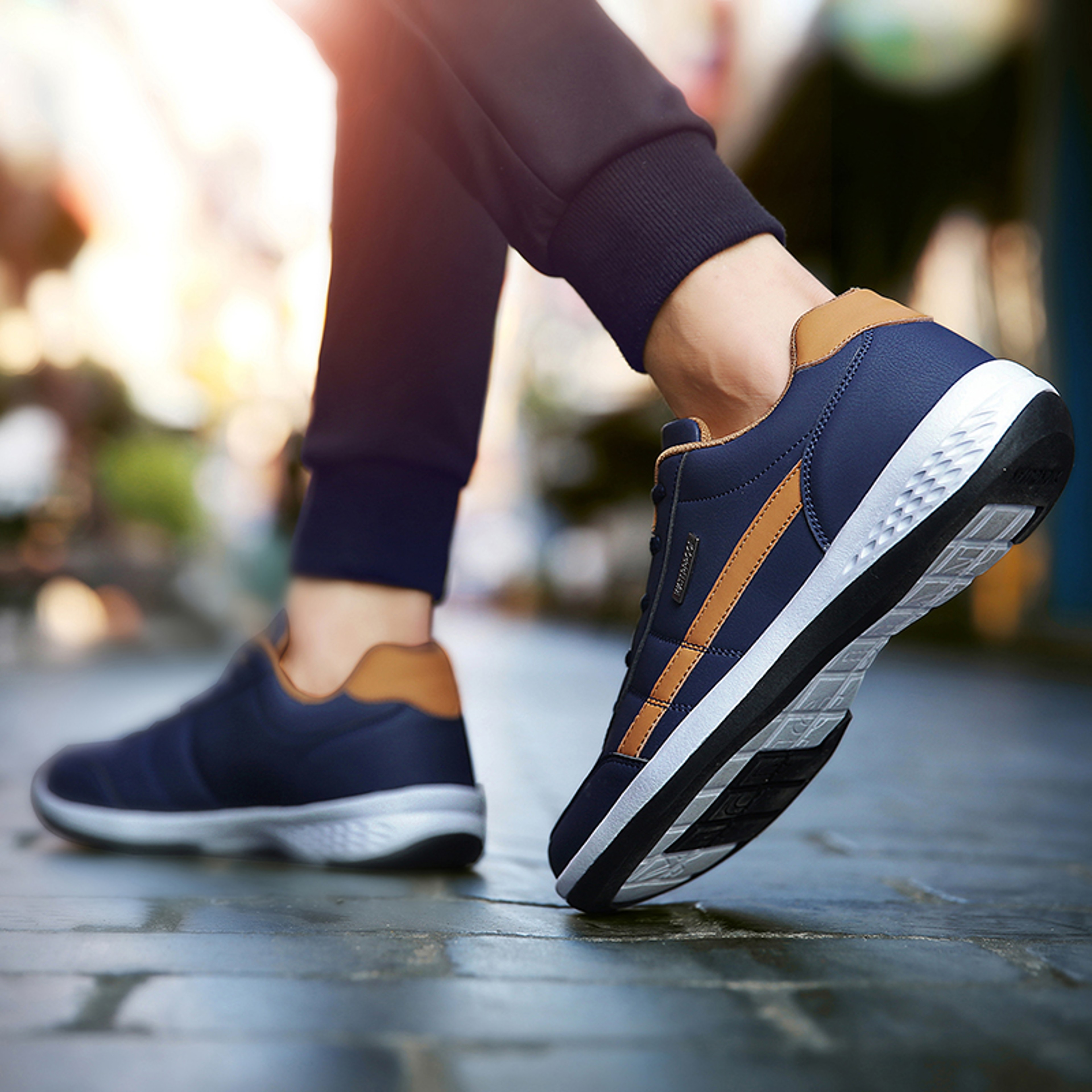 Trendy Leather Men Sneakers Casual Shoes Nonslip Italian Breathable Footwear Leisure Vulcanized Mal 2