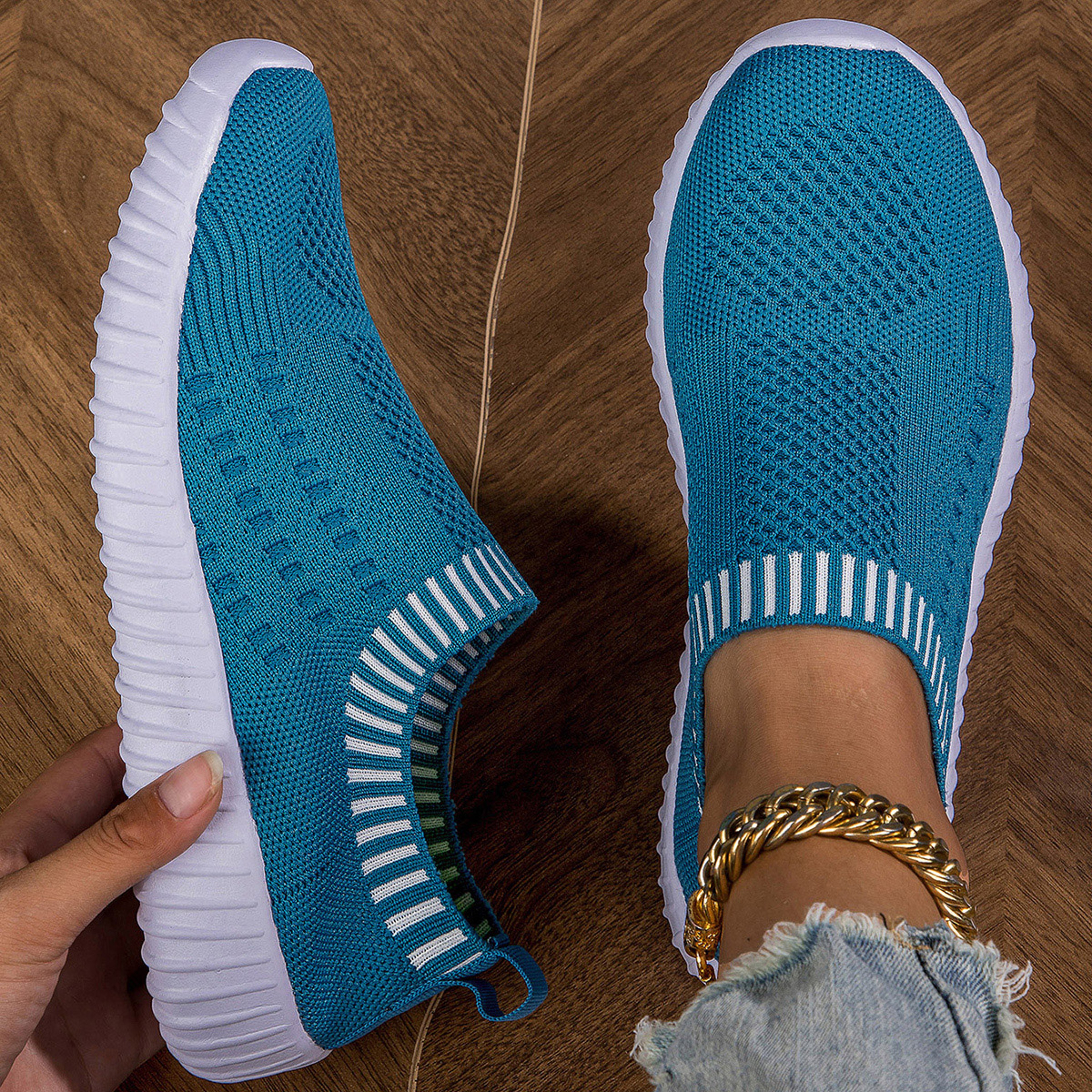 Casual Lace Up Outdoor Shoes Womens Breathable Knit Sneakers Lightweight Mesh Low Top 6