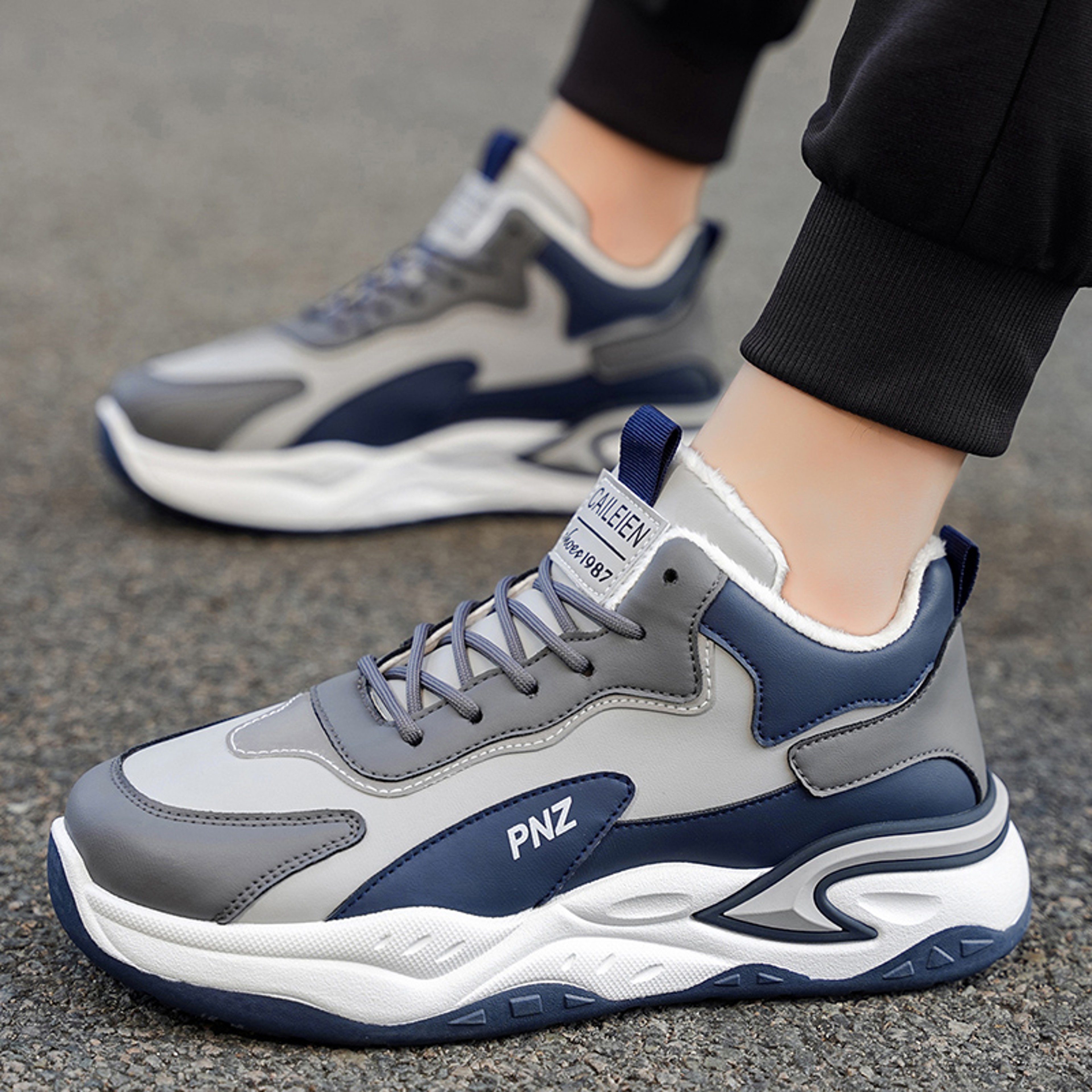 Mens Warm Plush Casual Running Shoes Winter Soft Sole Speed Sneakers NonSlip Sports Sneakers 2