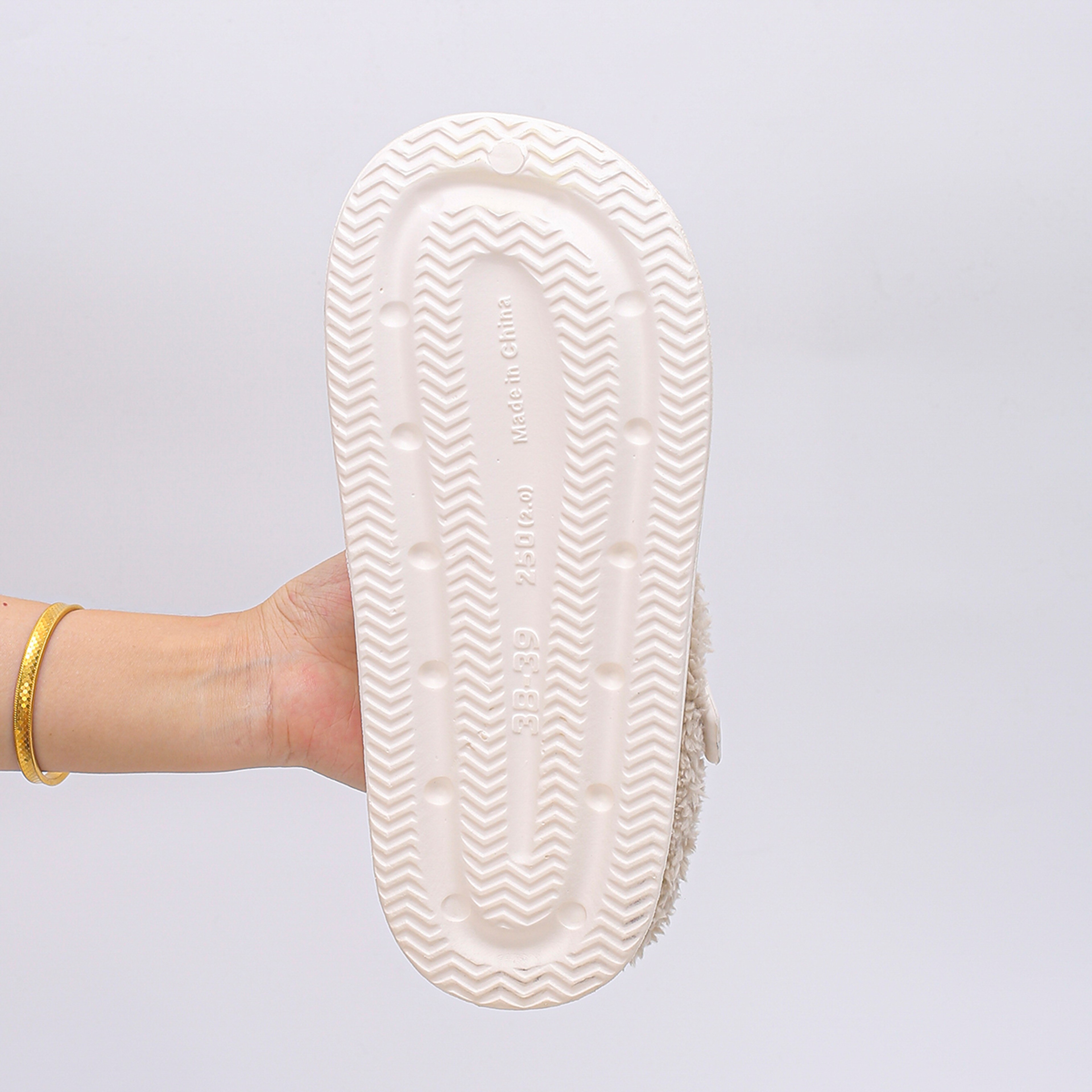 Women Waterproof Eva Furry Mules Slippers Winter Plush Non Slip Indoor Slides Metal Buckle Soft Thi 1