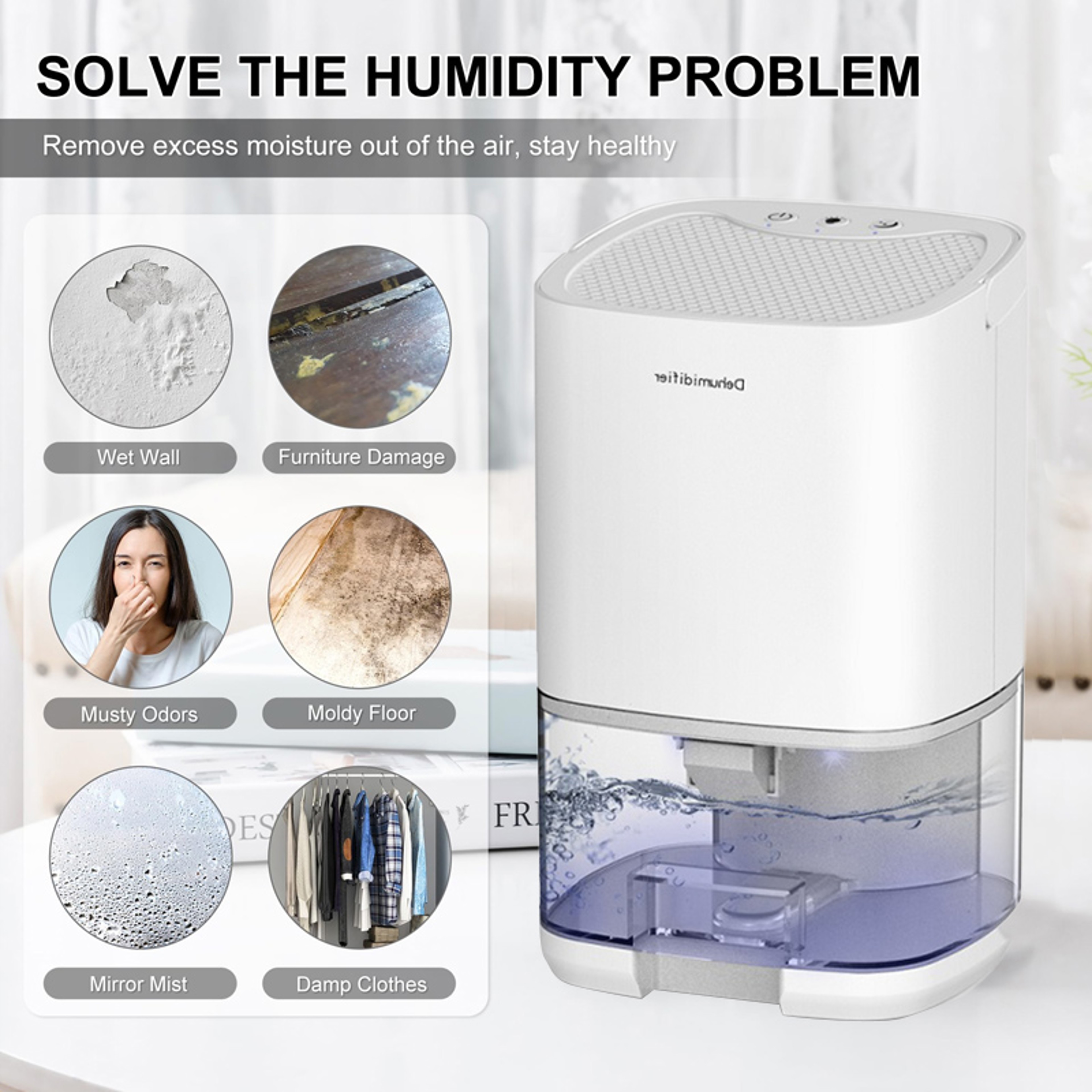 Portable Air Dryer Quiet Dehumidifier Machine Moisture Absorber For Home Office Bedroom Kitchen Deo