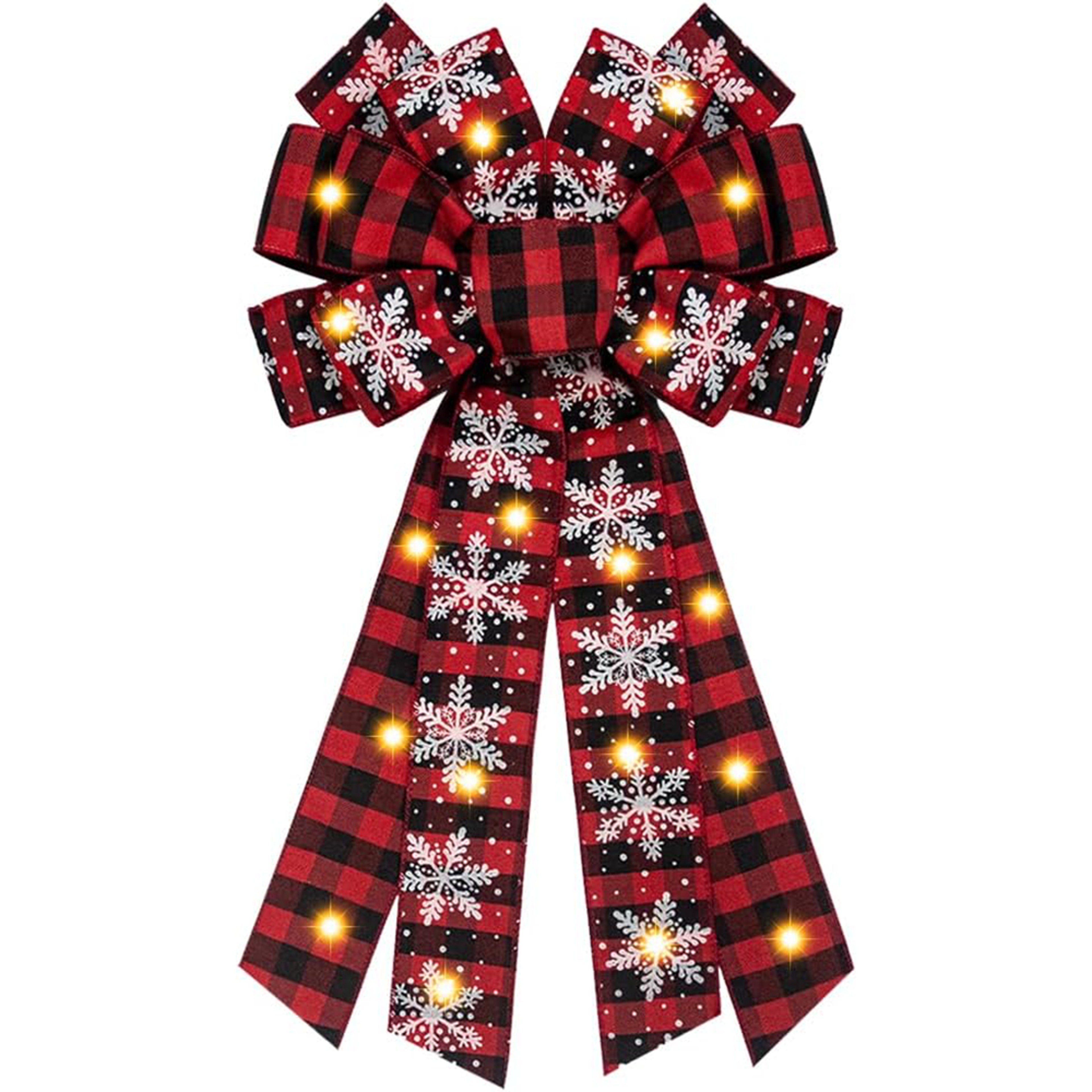 Red Black Buffalo Plaid Bow, Large Christmas Bow for Wreath, Christmas Party Decor Supplies, Tree Topper Bows – view 1