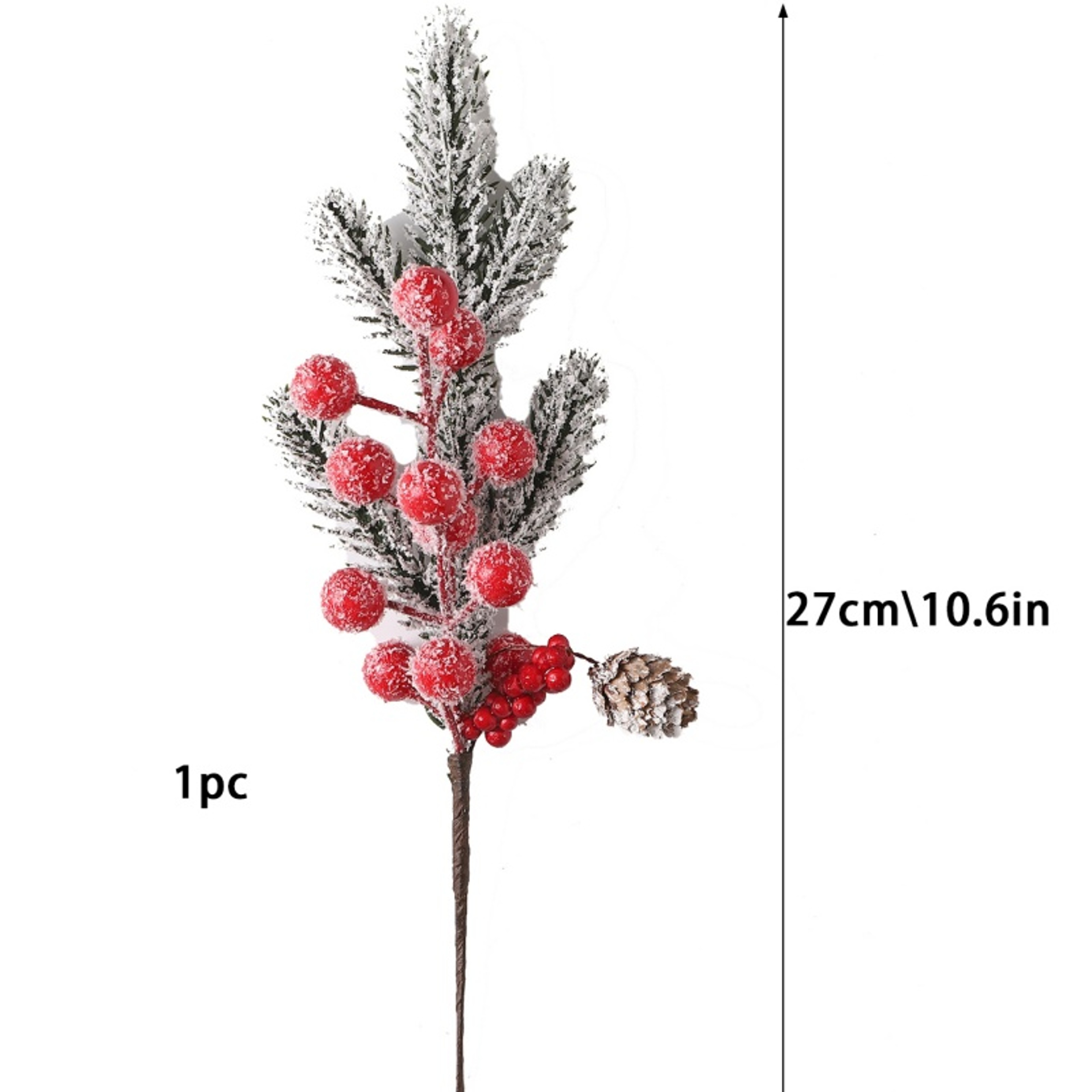 Artificial Pine Branches, Christmas Decoration, Holly Red Berry Branches, Wreath, Christmas Tree Gifts Decoration – view 9