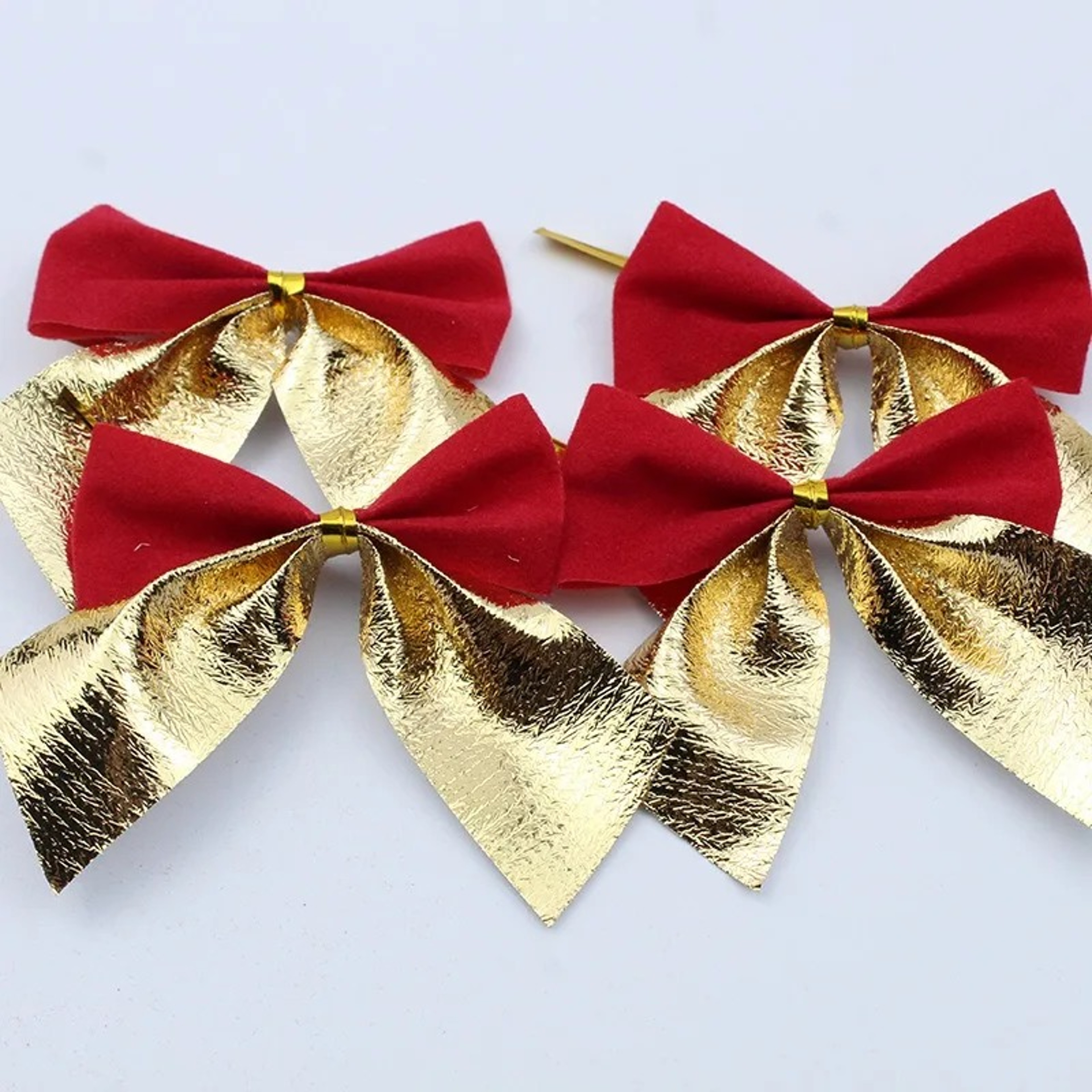 Red Gold Mini Christmas Bow, Xmas Tree Bowknot for Home Decoration, Wedding Decor Navidad, DIY Gift for New Year Party – view 7