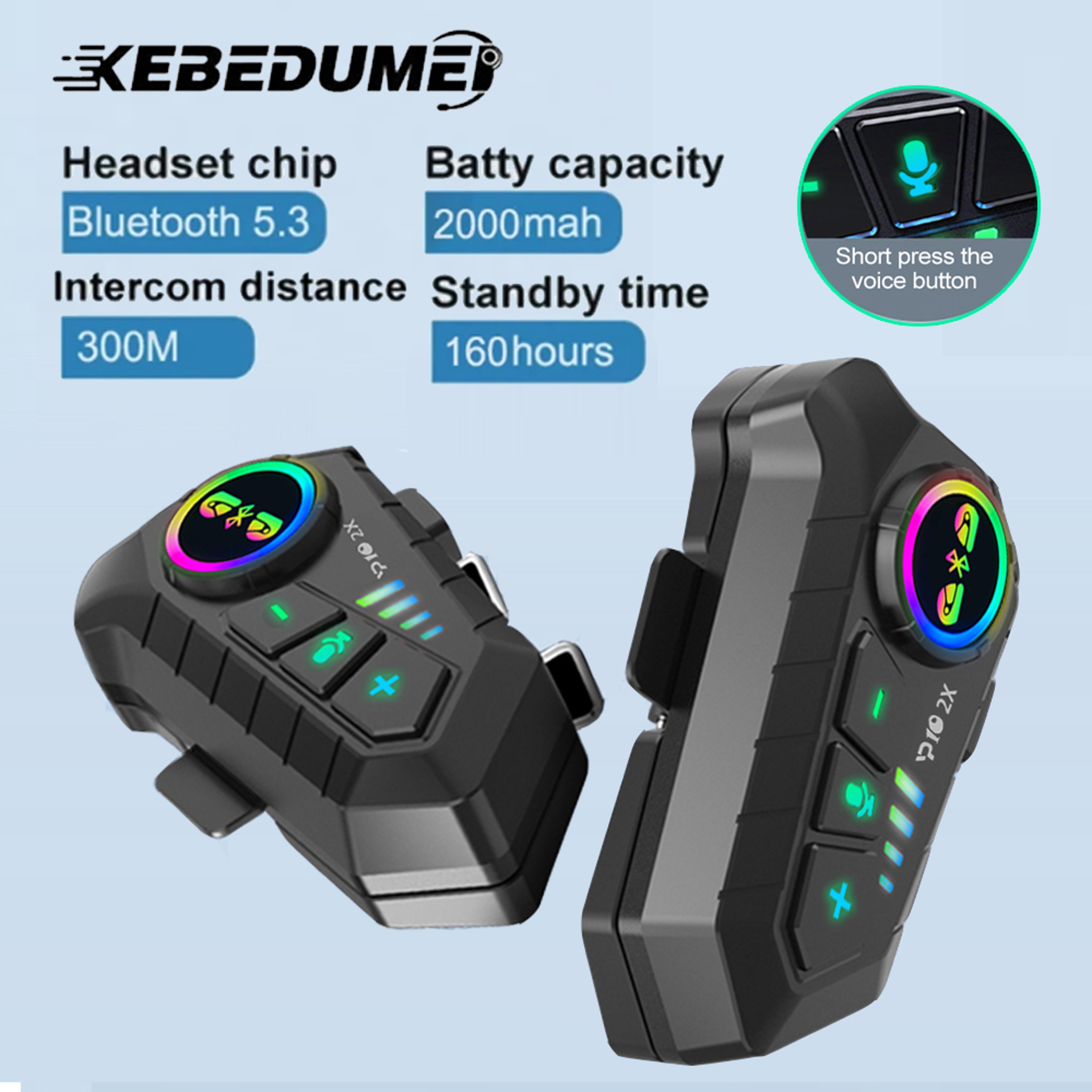 Helmet Bluetooth Intercom Headset Motorcycle 2 Riders Communication System Waterproof Music Sharing 0