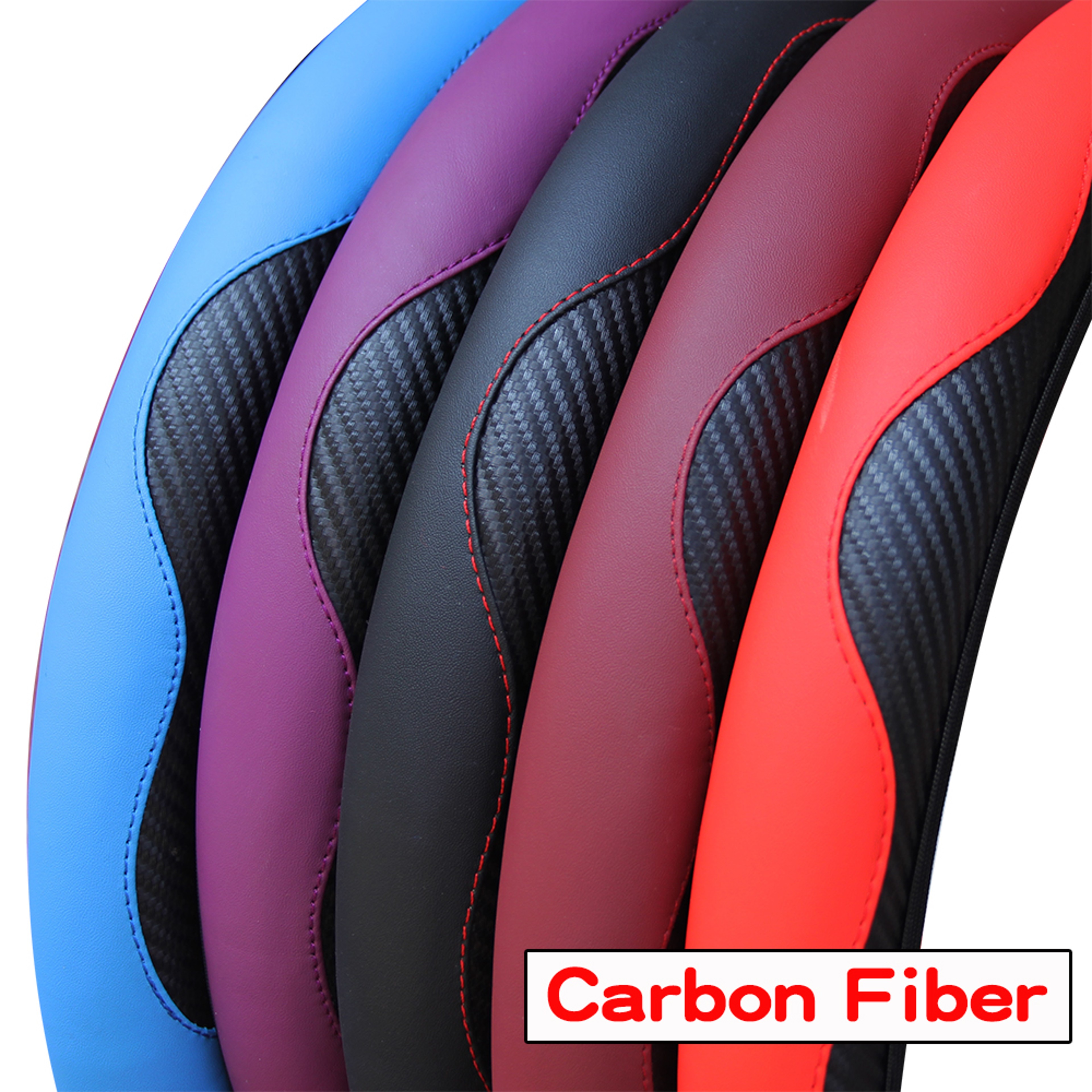 Carbon Fiber PU Leather Steering Wheel Cover Without Inner Ring Car Accessories Premium Automotive  3