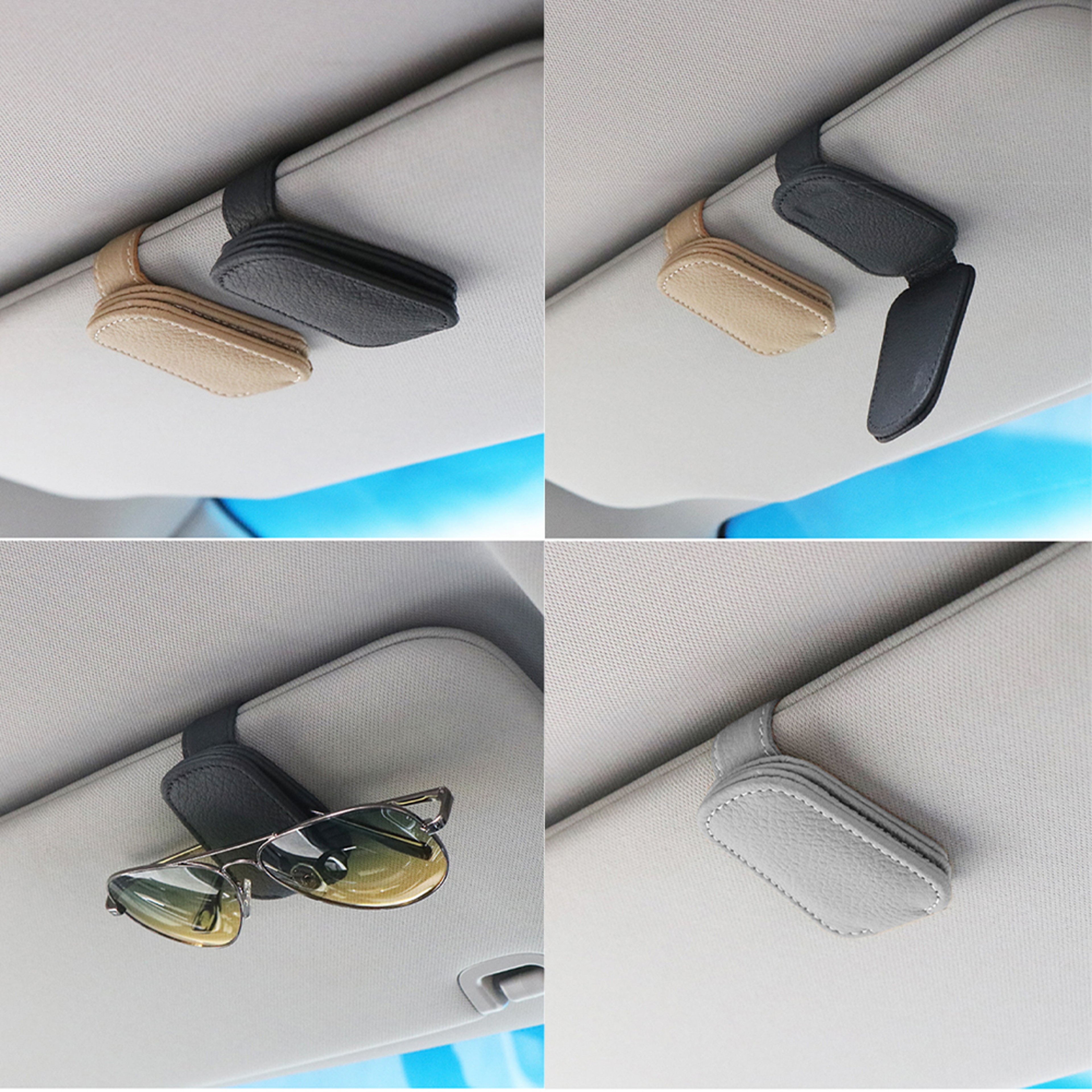 Sun Visor Car Accessories, Universal Sunglasses Clip, Pen Holder, Card Ticket Organizer, Eyeglasses Fastener – view 3