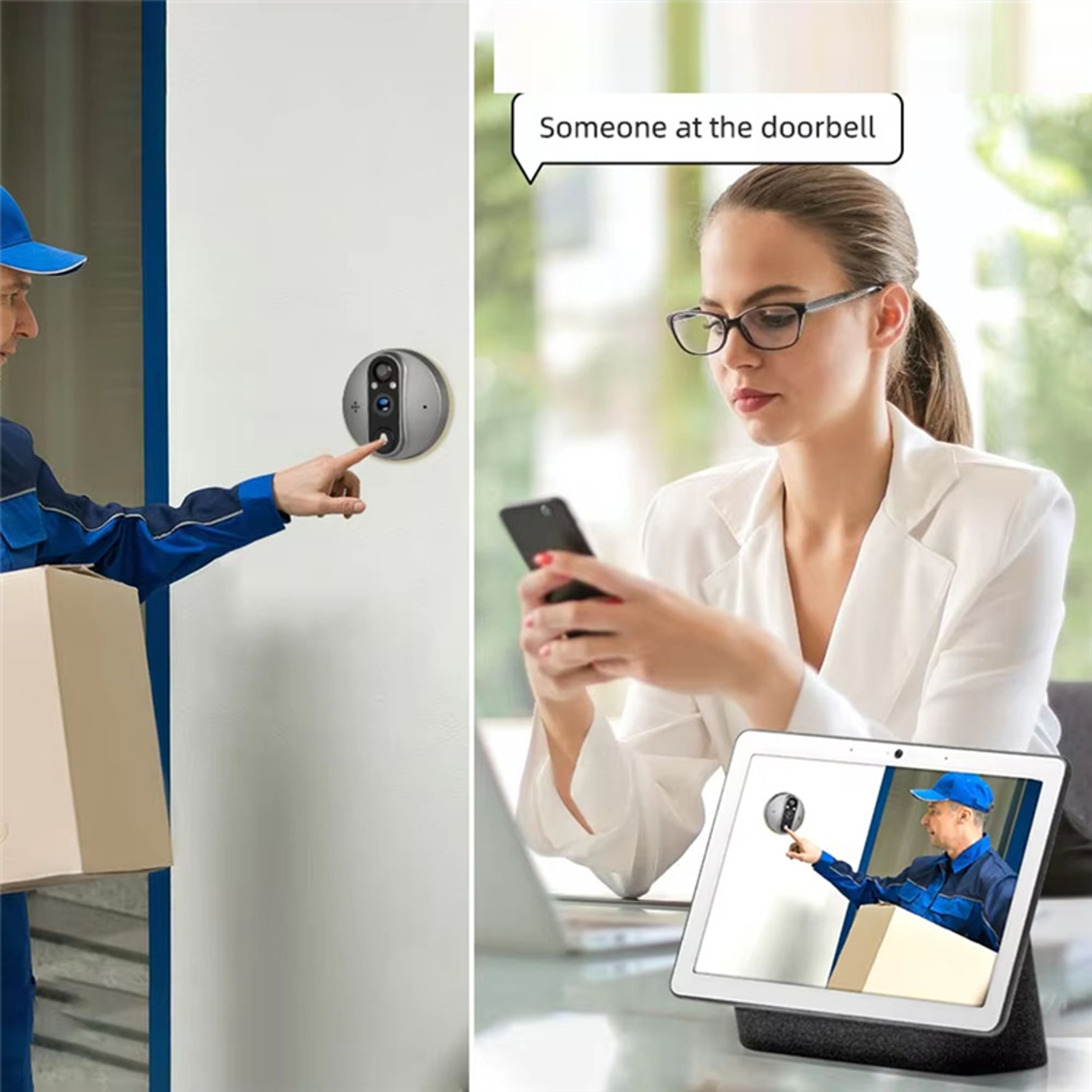 Wifi Door Bell Smart Life Tuya Eye Peephole Camera PIR Motion Detector IR Digital Viewer Battery 3